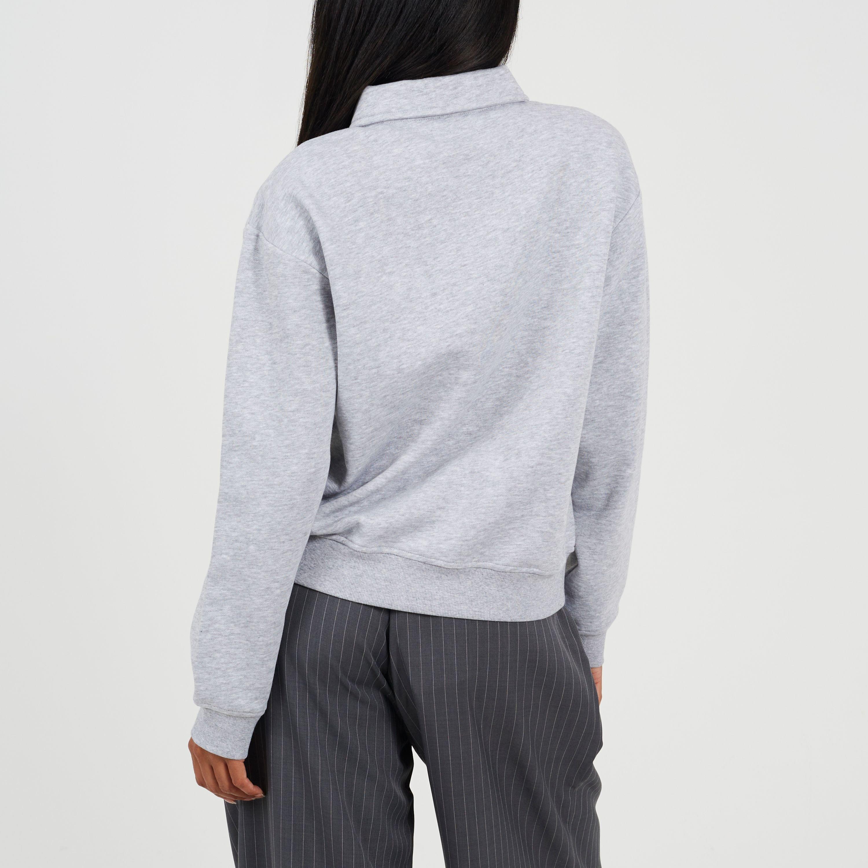 Silver Grey Mar - Brave Soul - BS Womens Quarter Button Down Sweatshirt with Collar - 2