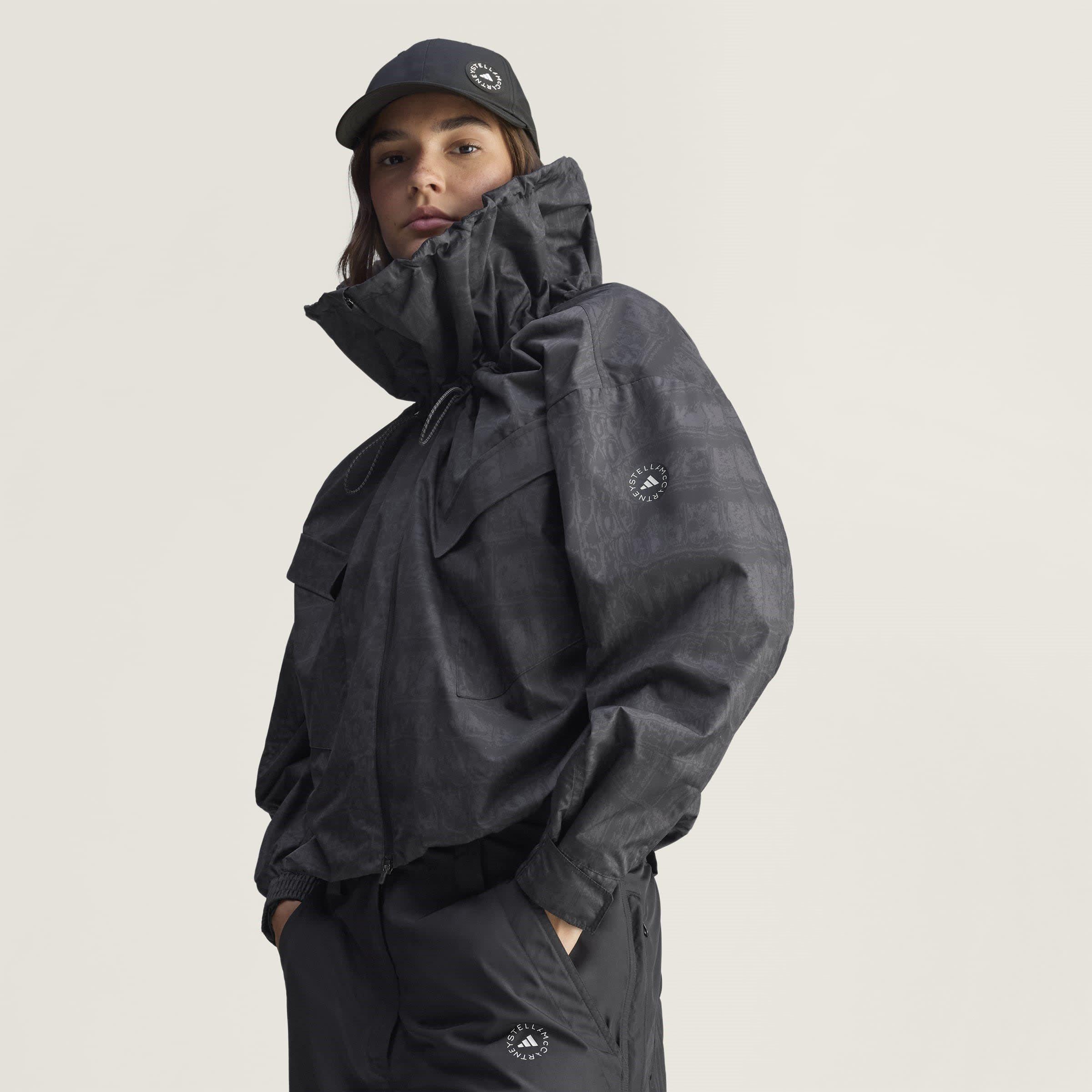 Black Utility - adidas by Stella McCartney - Women's  Lightweight Weather-Resistant Windbreaker - 3