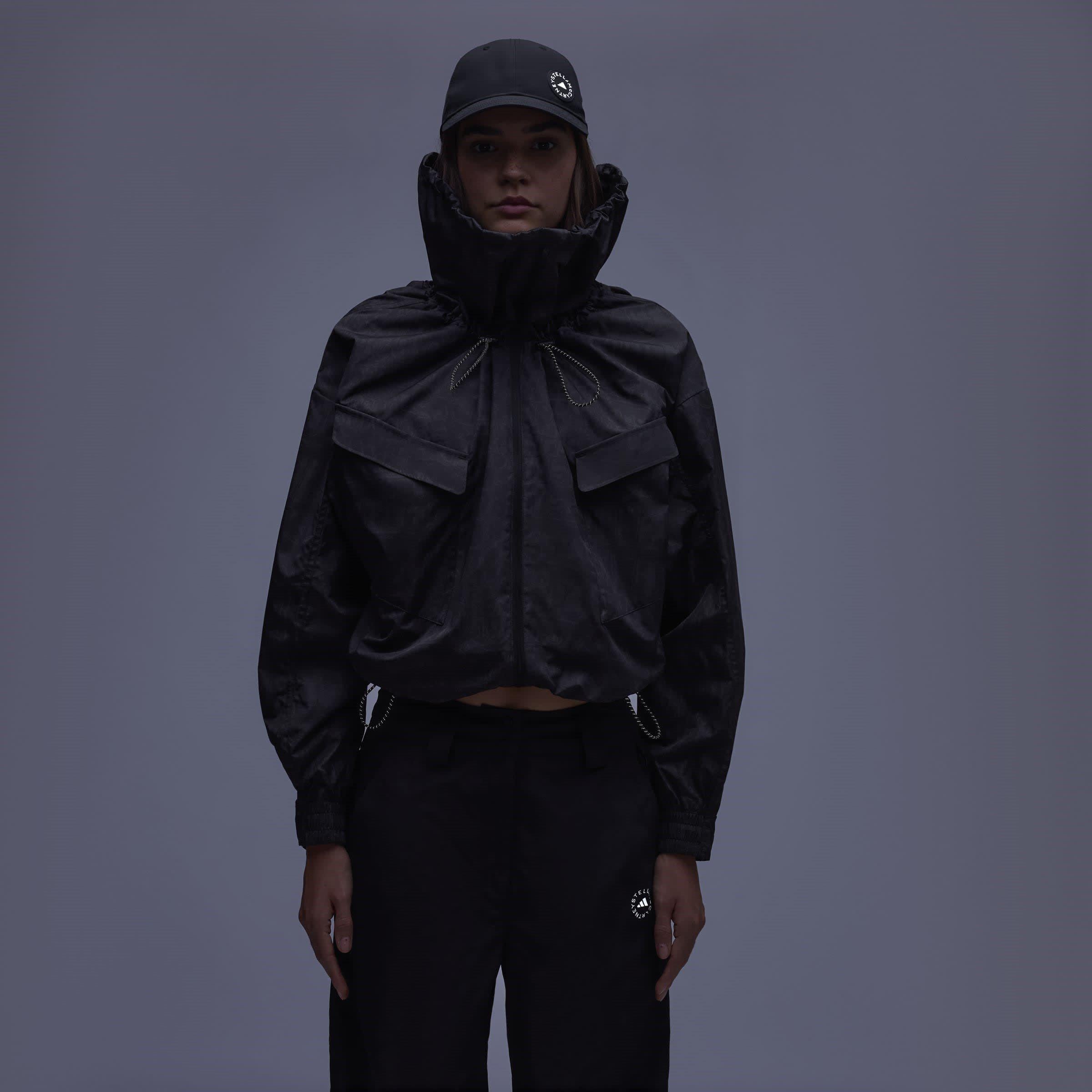 Black Utility - adidas by Stella McCartney - Women's  Lightweight Weather-Resistant Windbreaker - 9