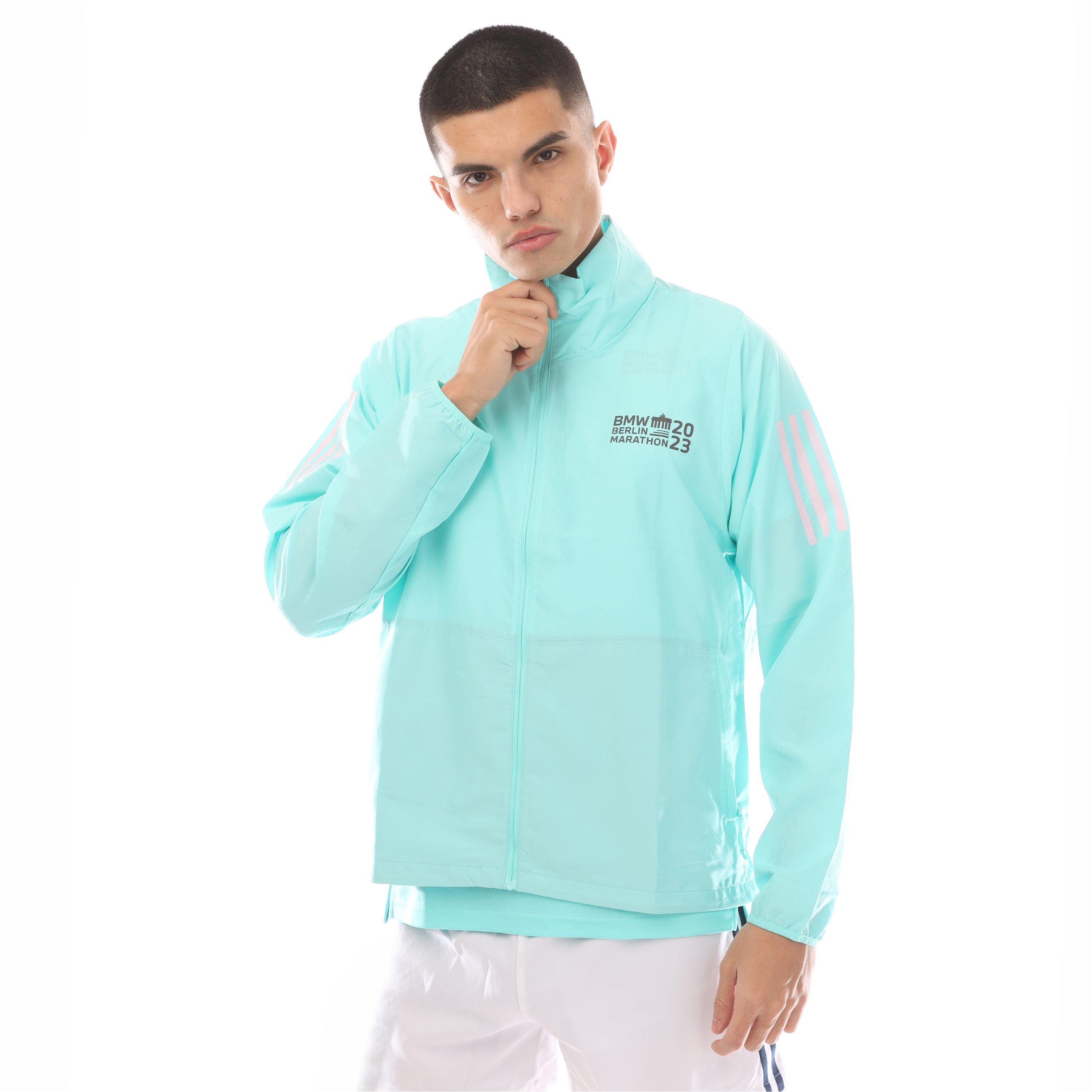 Adidas Women's Bmw Berlin Marathon 2023 Legends 3 Pockets Performance Training Jacket - Aqua - 14 (L)