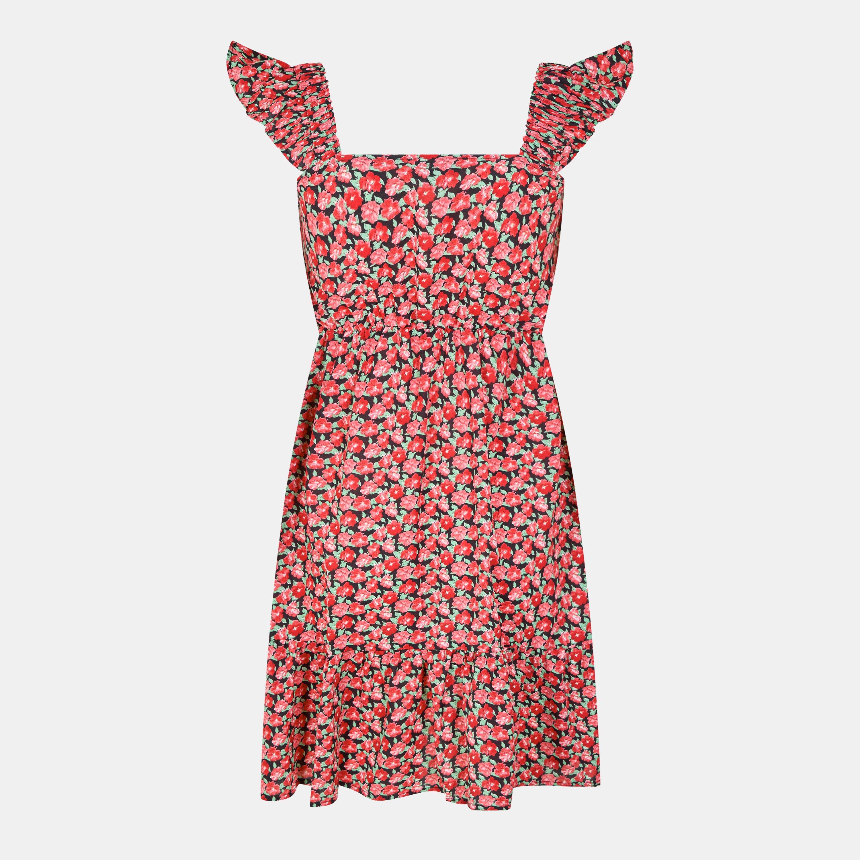 Red - AX Paris - Multi Floral Printed Frill Strap Mini Dress - 2