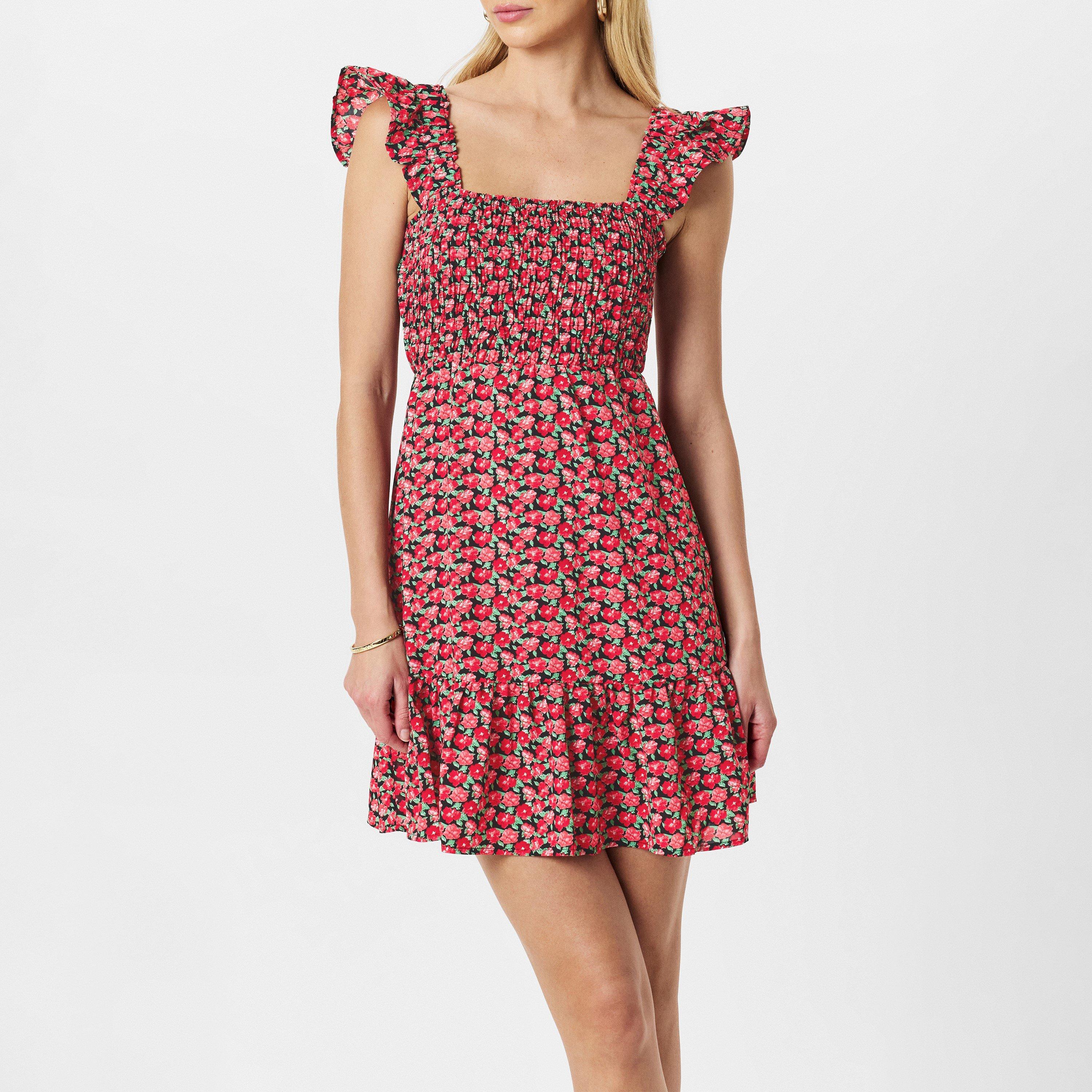 Red - AX Paris - Multi Floral Printed Frill Strap Mini Dress - 3