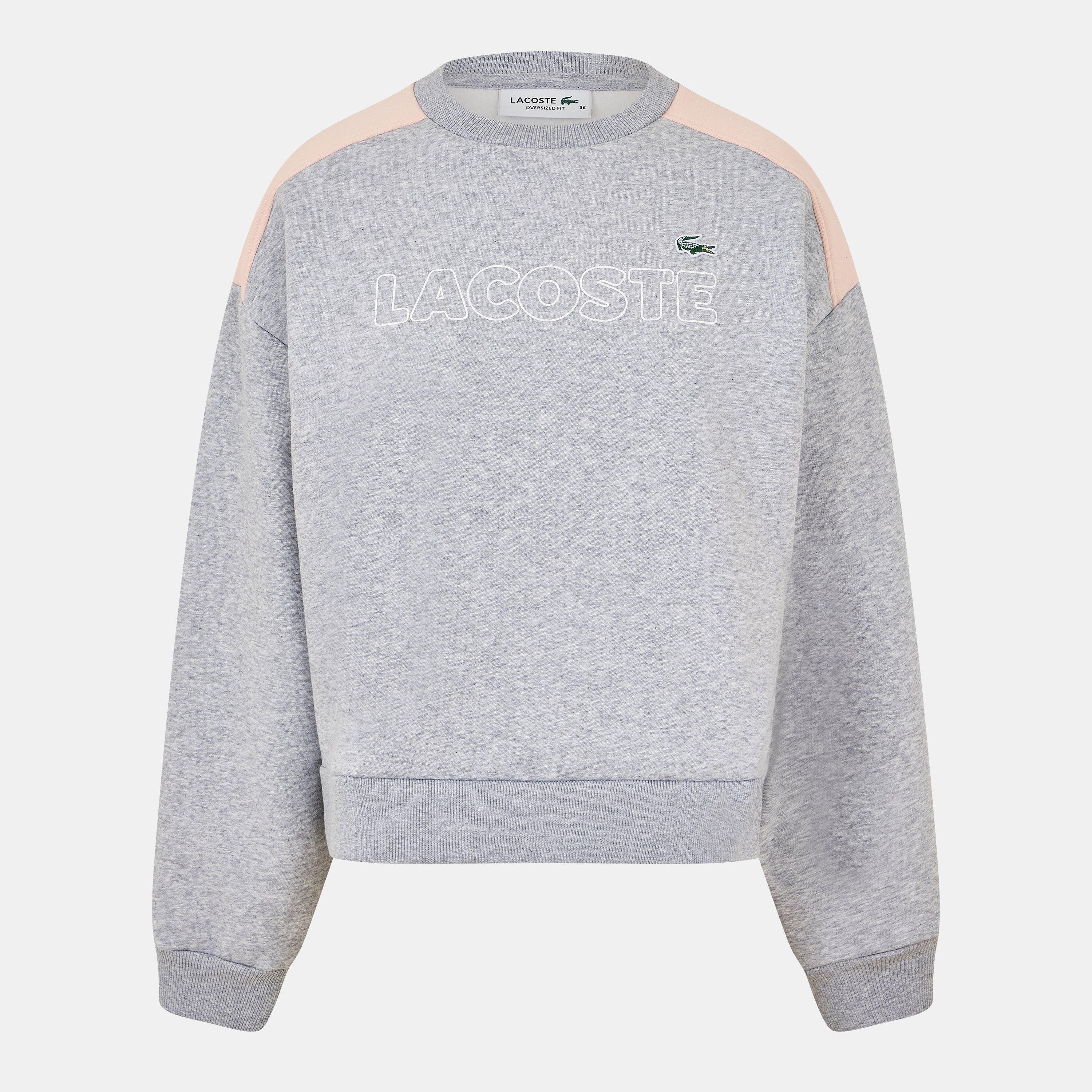 Lacoste Women's Silver Ch/Nidus Crew-Neck Relaxed Fit Sweatshirt - 8 (36)