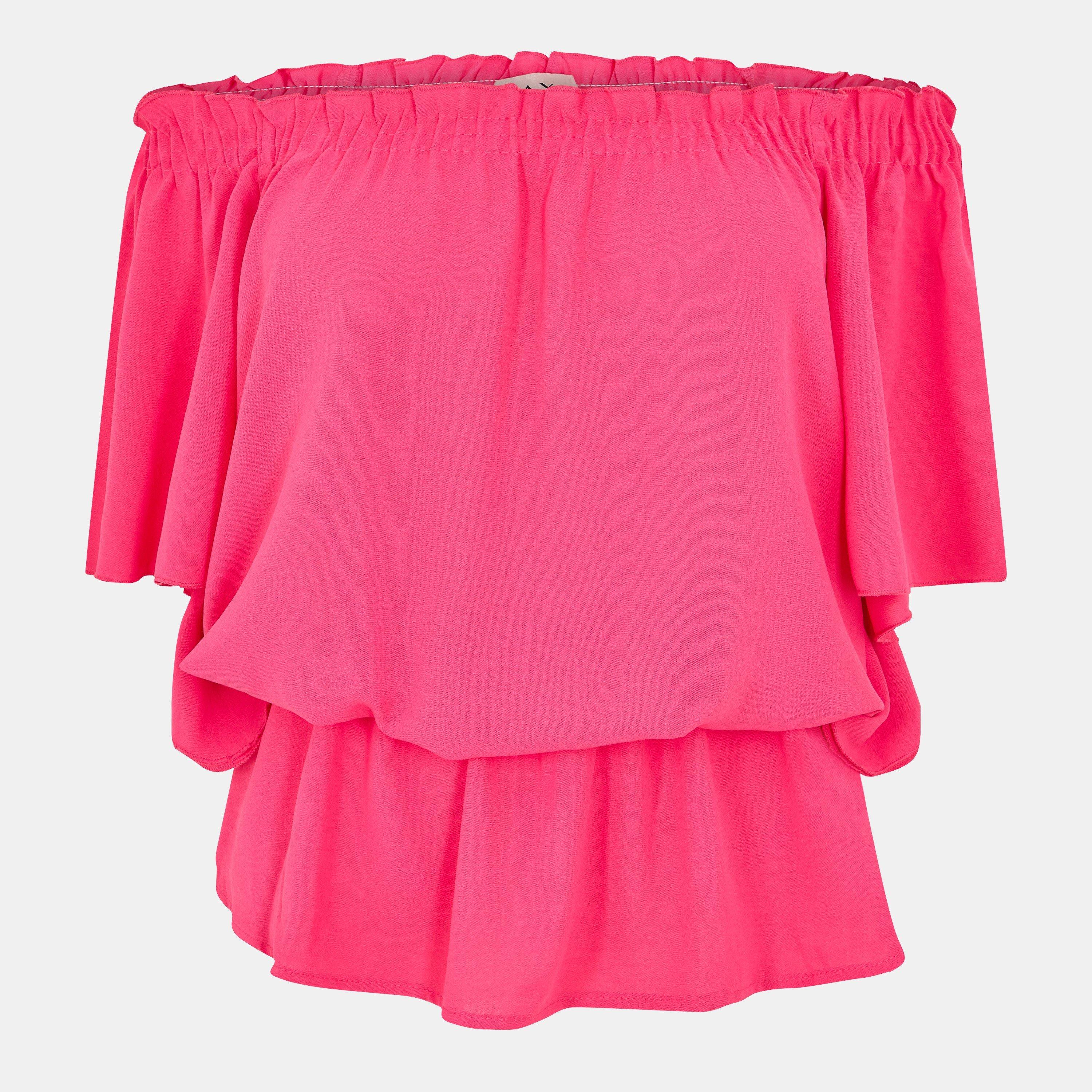Pink - AX Paris - Ruffle Hem Bardot Top - 1