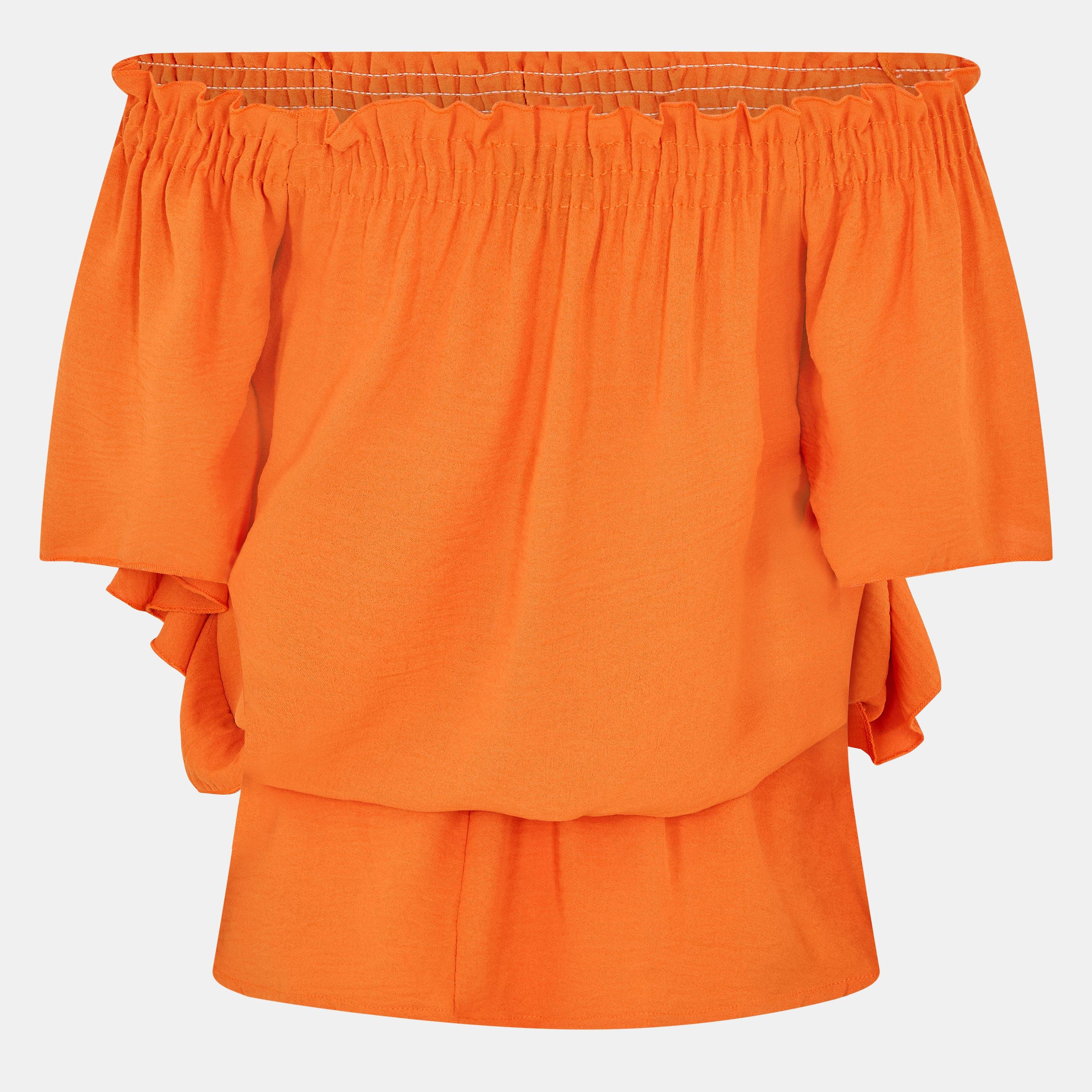 Orange - AX Paris - Ruffle Hem Bardot Top - 2