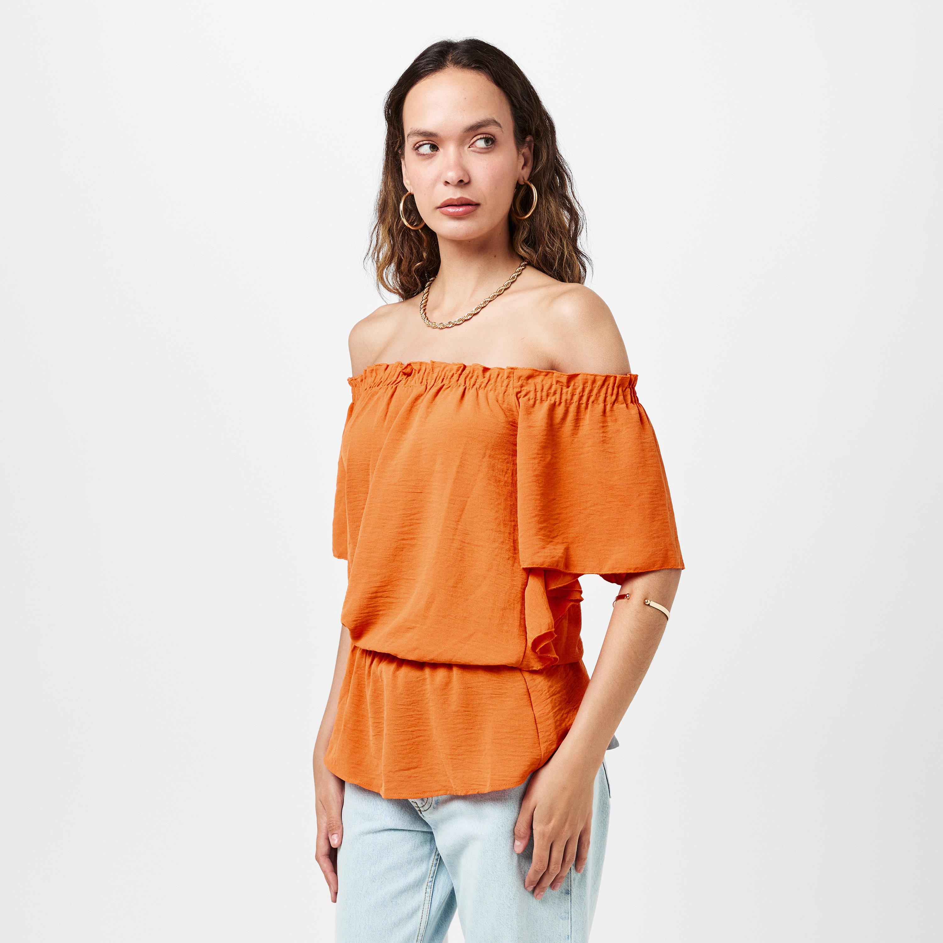Orange - AX Paris - Ruffle Hem Bardot Top - 3