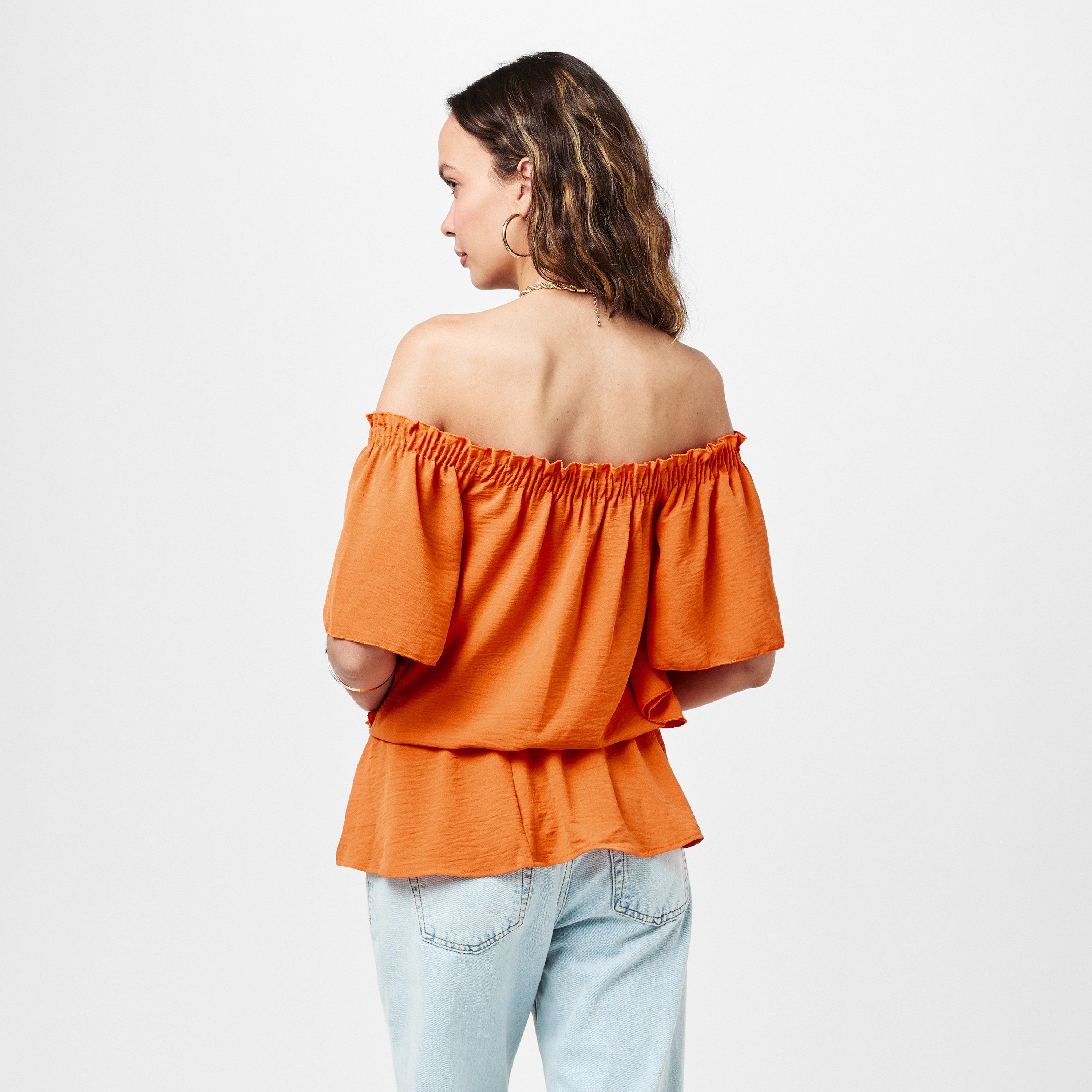 Orange - AX Paris - Ruffle Hem Bardot Top - 4