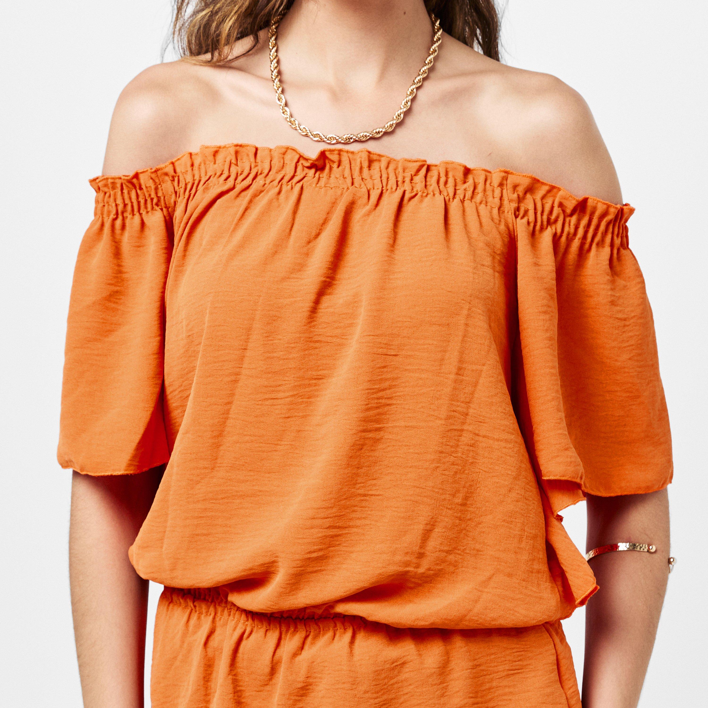 Orange - AX Paris - Ruffle Hem Bardot Top - 5