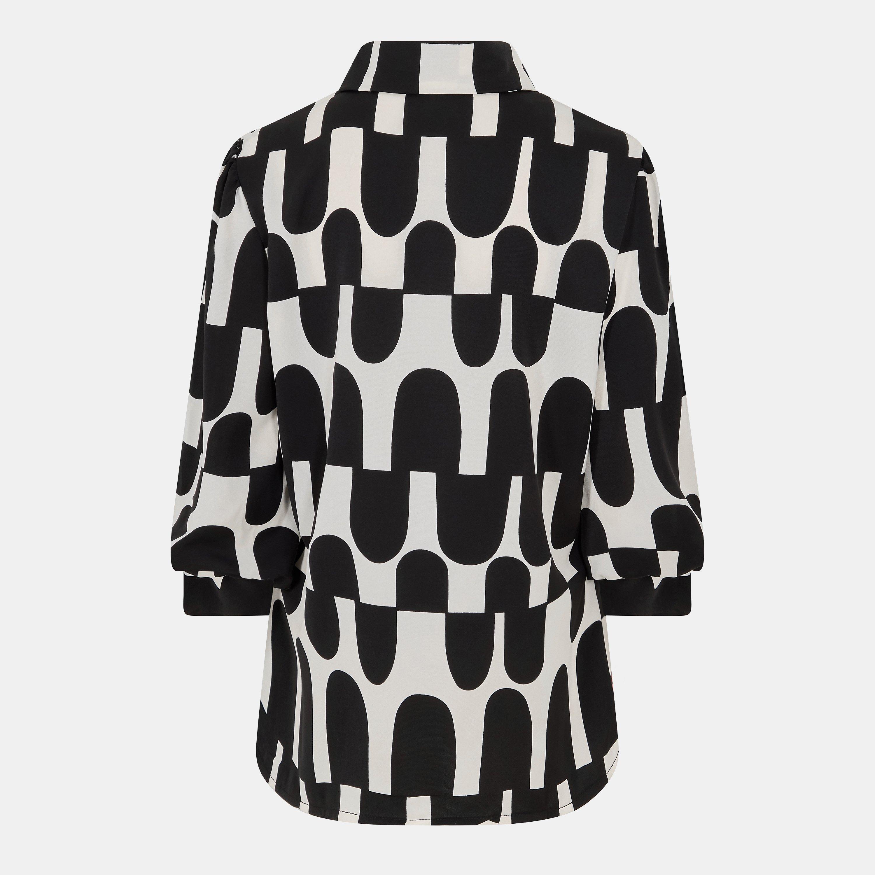 Multi - AX Paris - Black And Cream Geometric Print three quarter Sleeve Shirt - 2