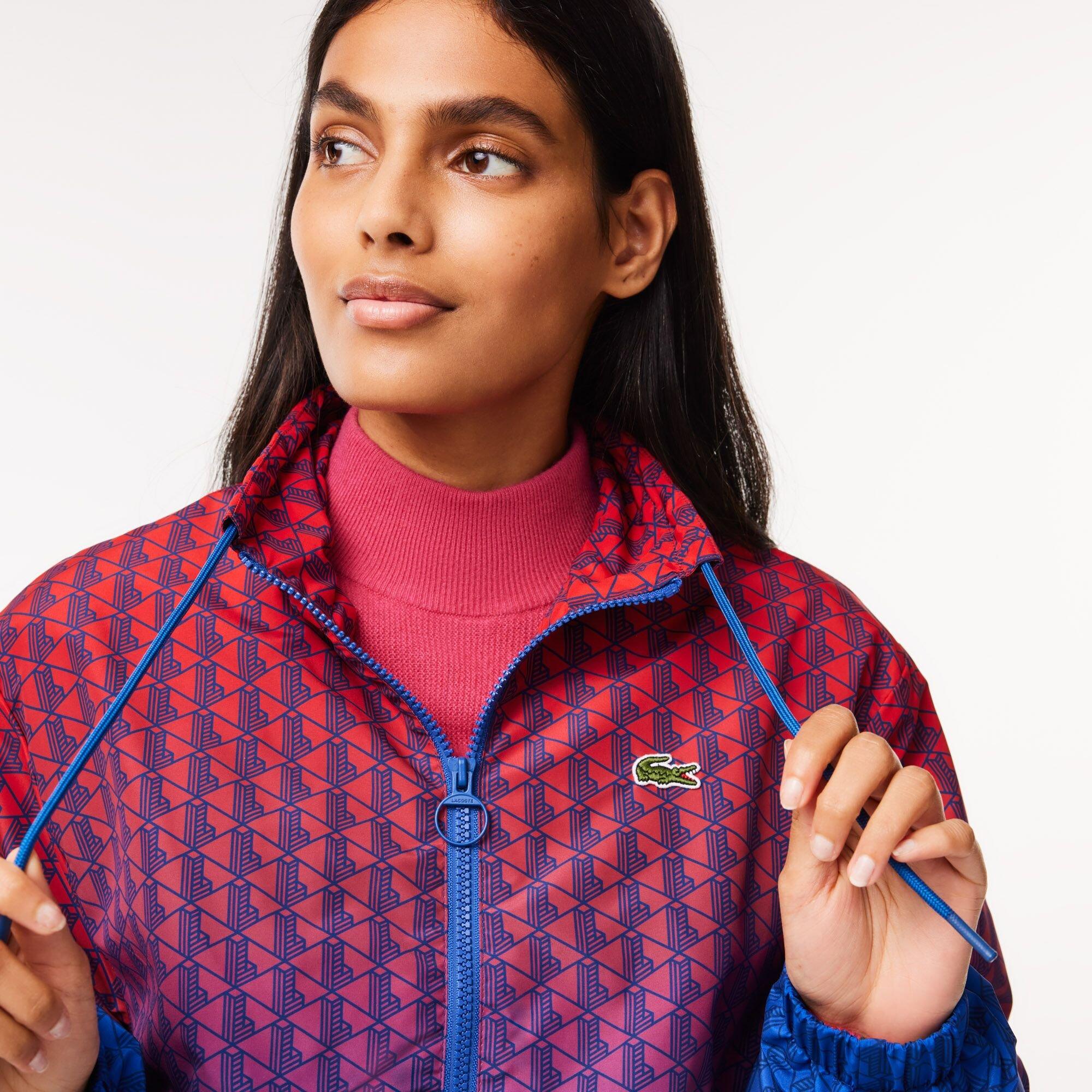 Rouge/Cobalt - Lacoste - Women's Monogram Print Ombre Tracksuit Top - 2
