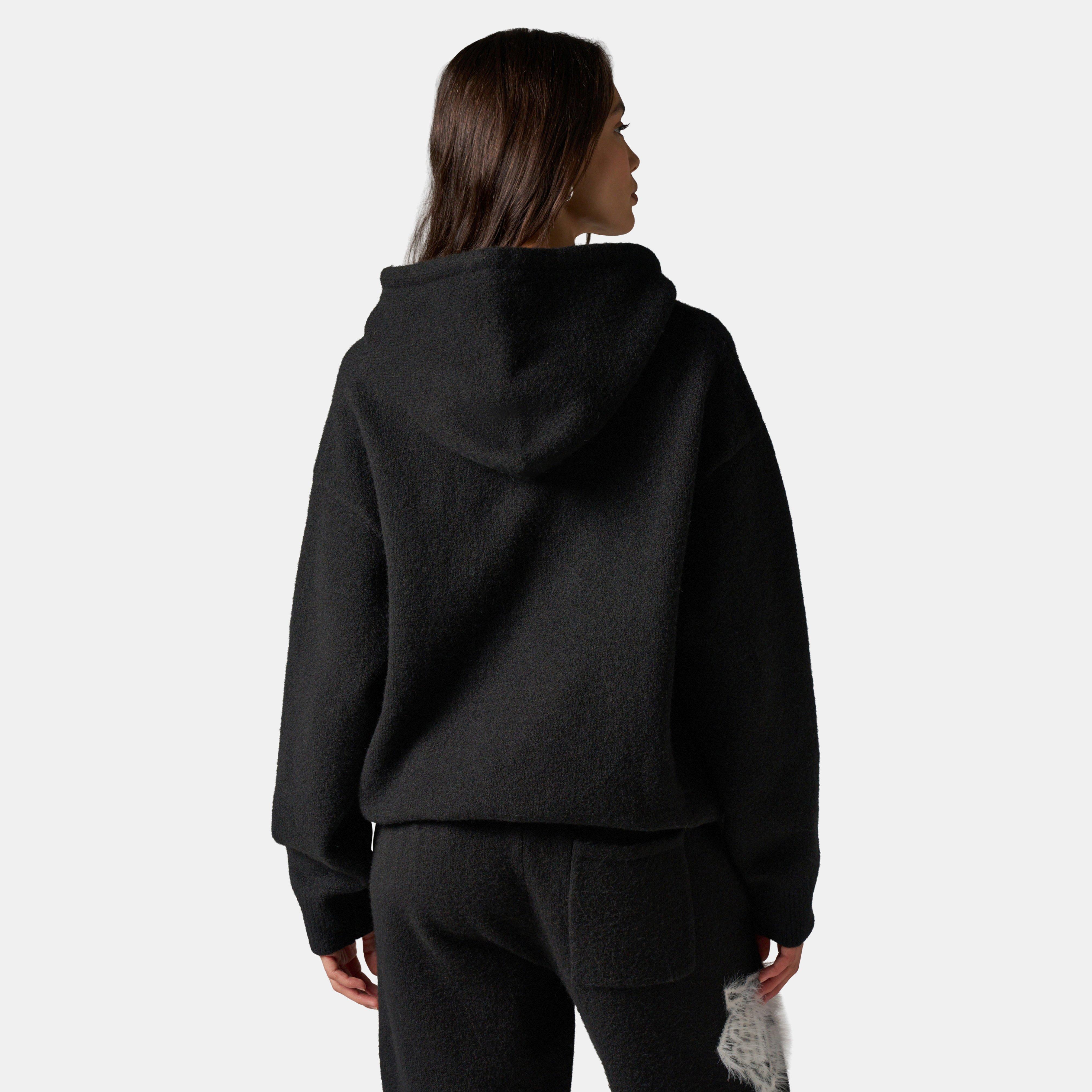 Black - The Couture Club - Womens Fluffy Knit Zip Hoodie - 4