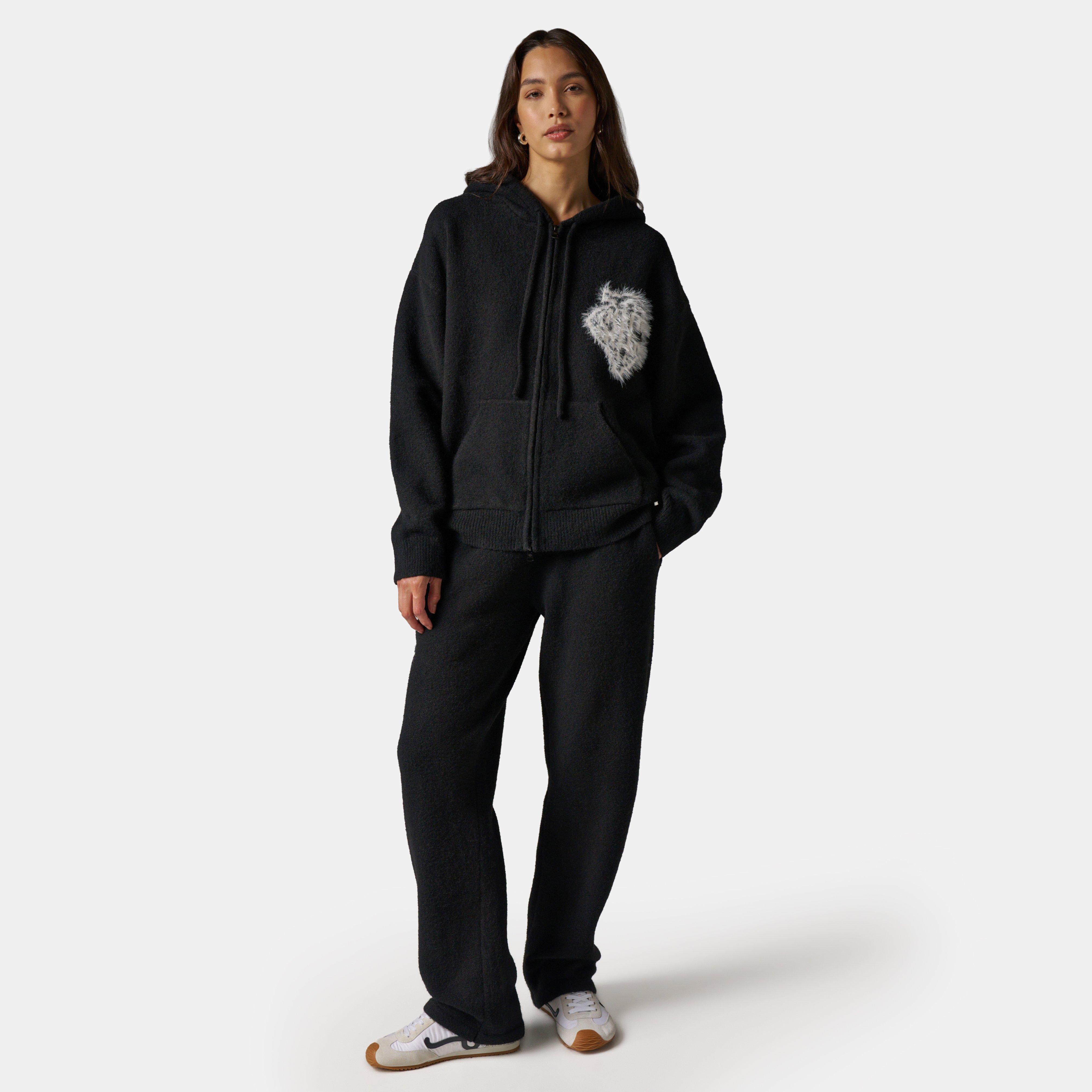 Black - The Couture Club - Womens Fluffy Knit Zip Hoodie - 6