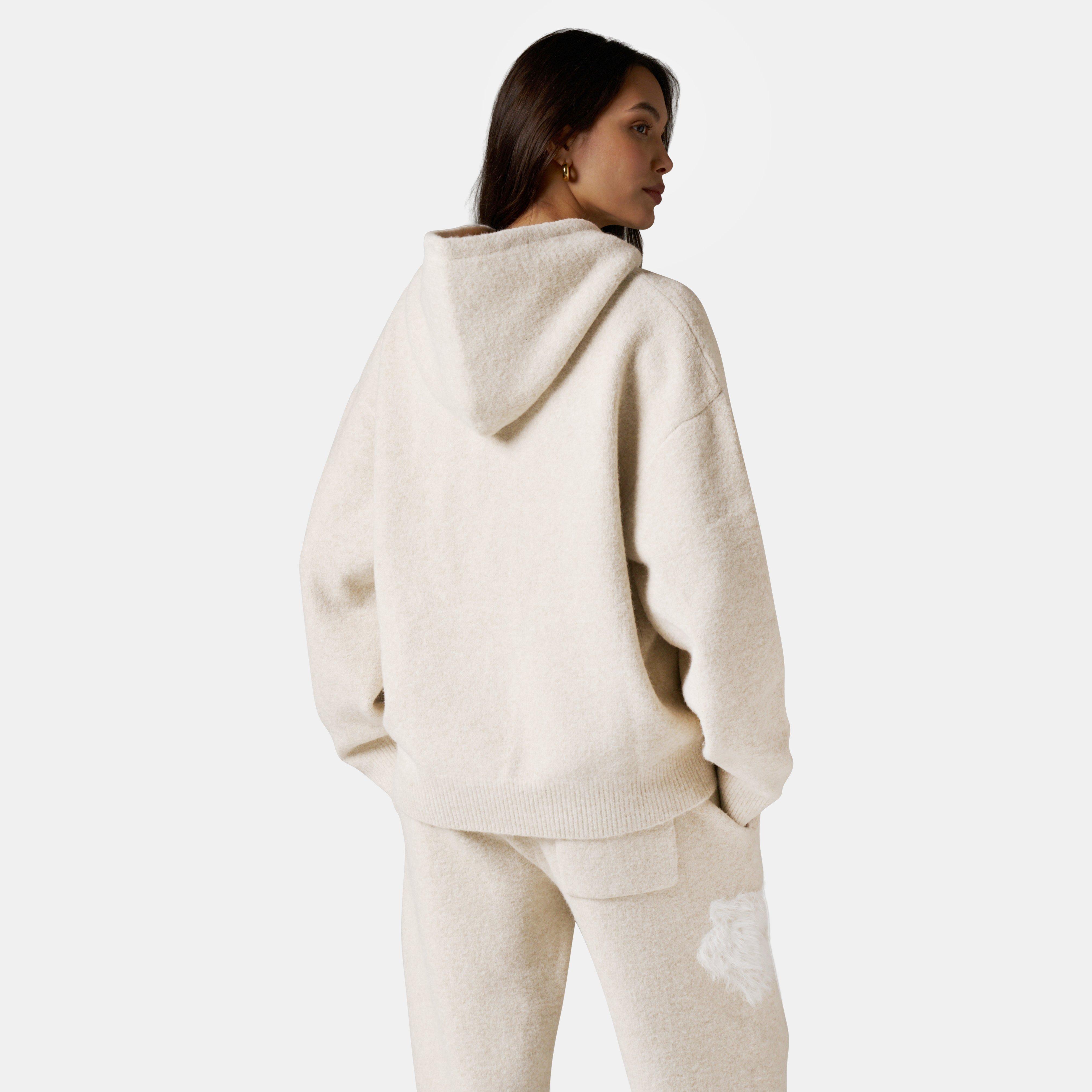 Beige - The Couture Club - Womens Fluffy Knit Zip Hoodie - 4