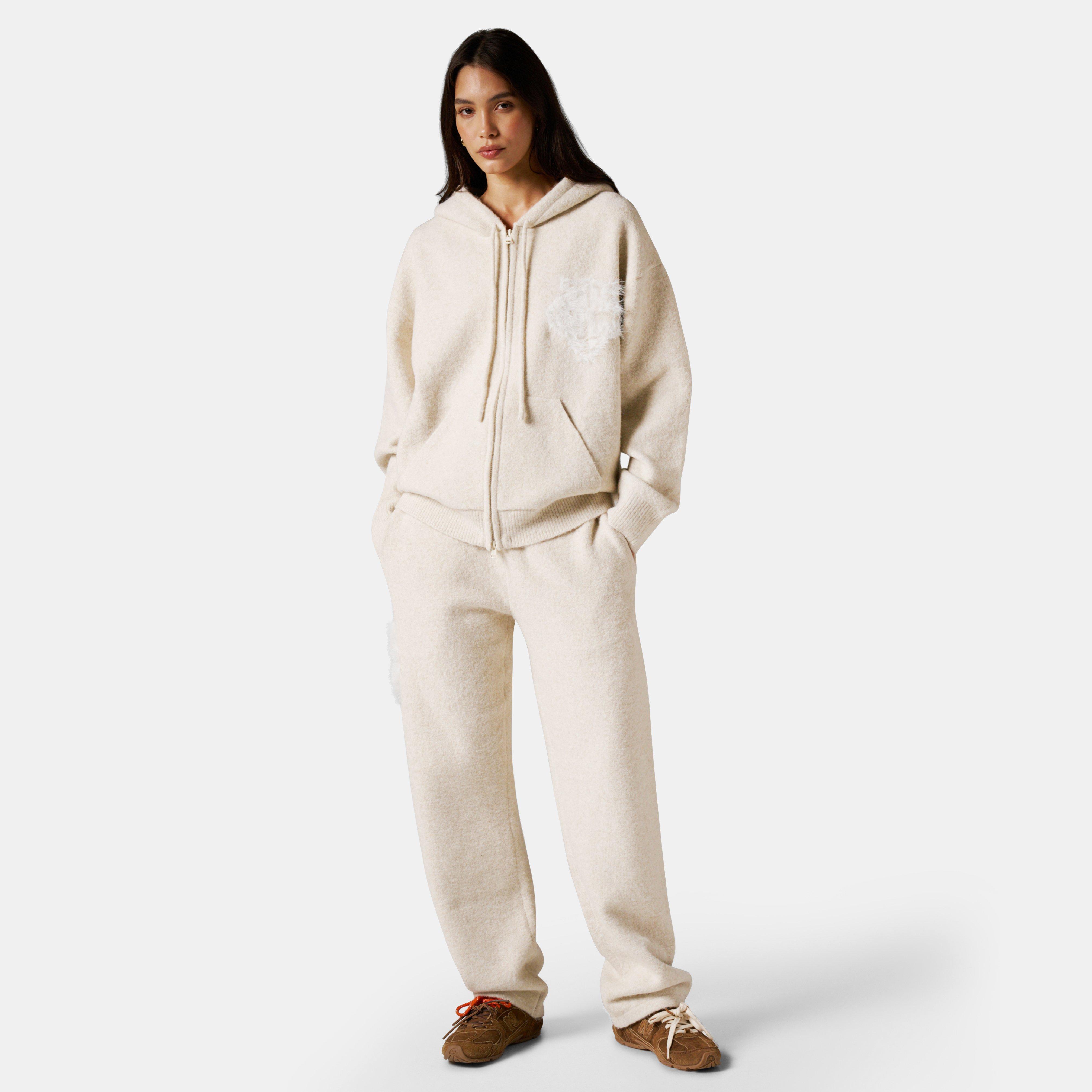 Beige - The Couture Club - Womens Fluffy Knit Zip Hoodie - 6