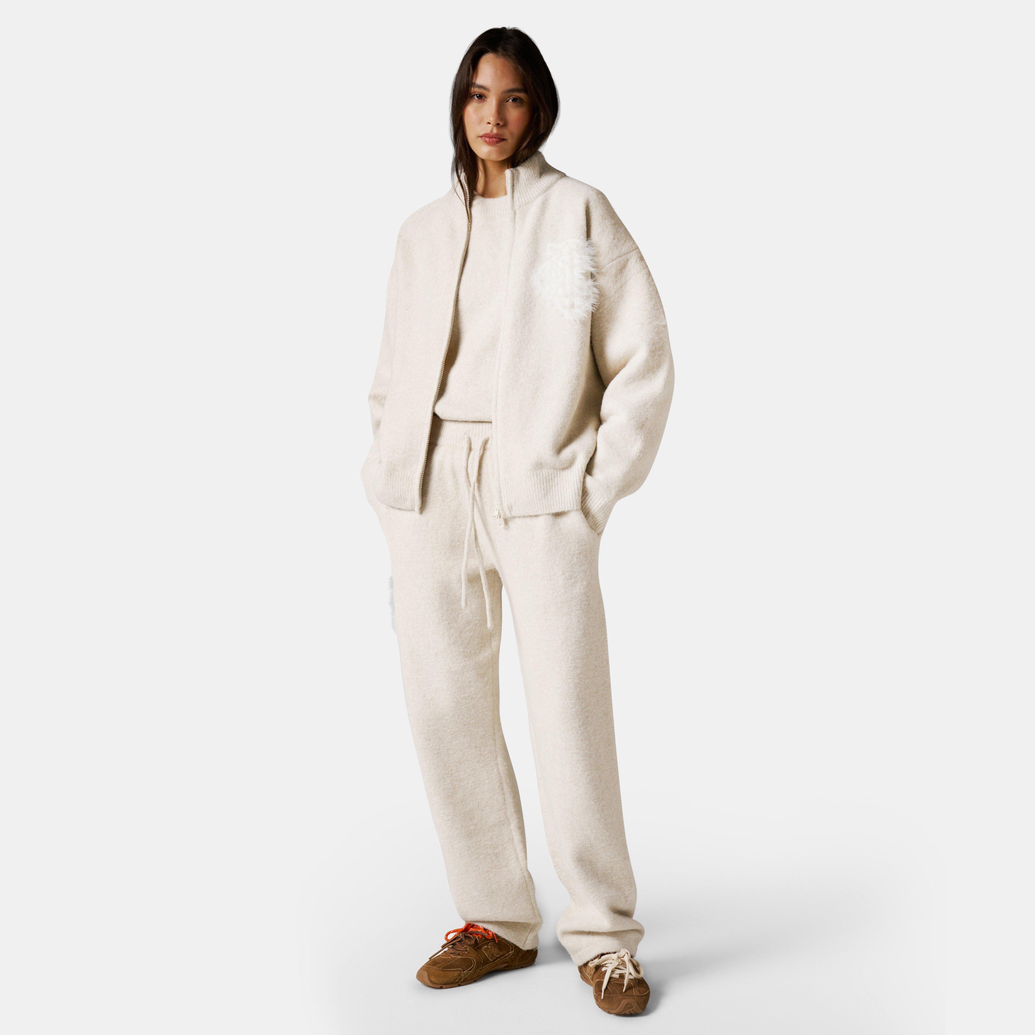 Beige - The Couture Club - Womens Fluffy Knit Zip Hoodie - 7