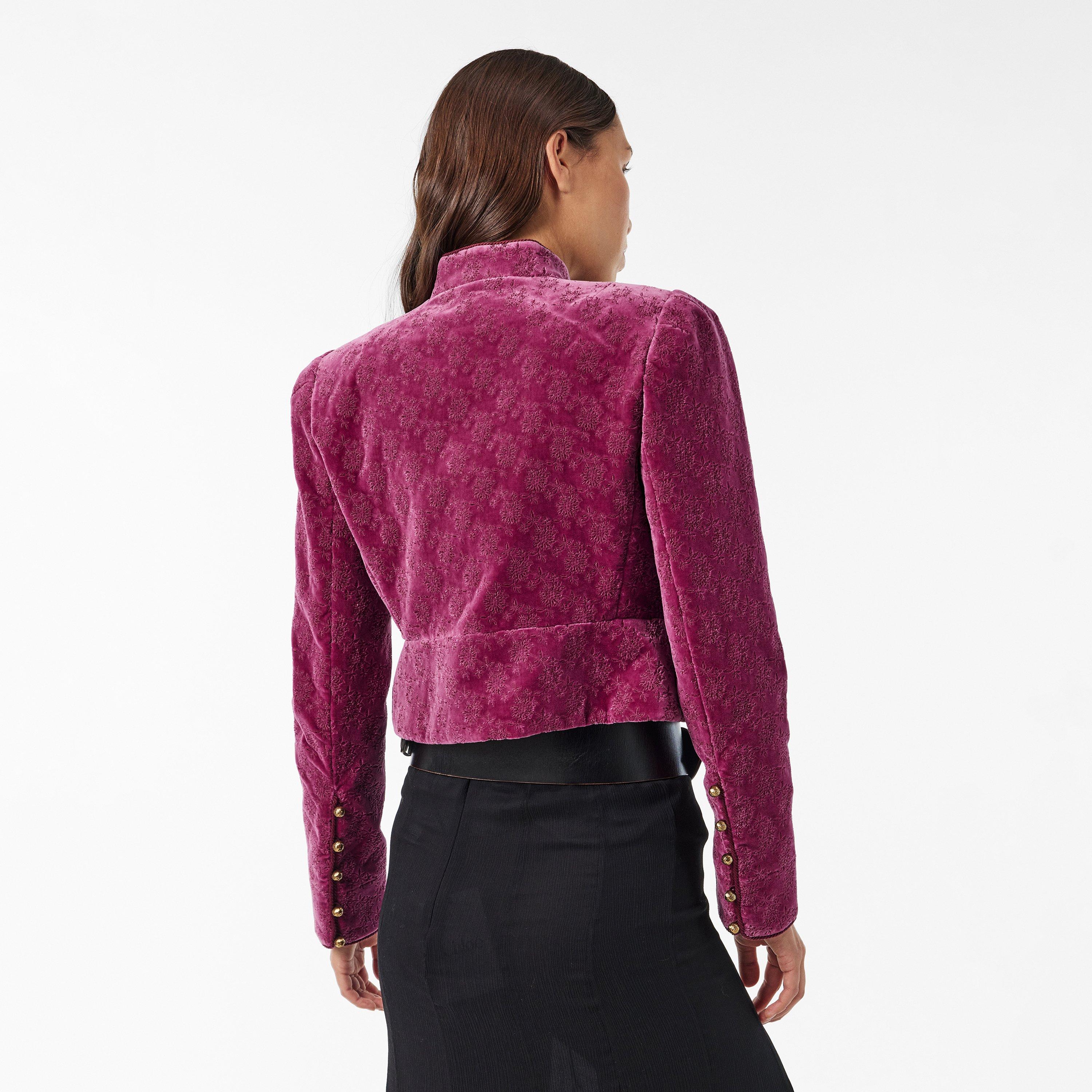 Burnt Lilac - Chloe - Women's Chlov© Cropped Velvet Long Sleeve Softshell Jacket - 4