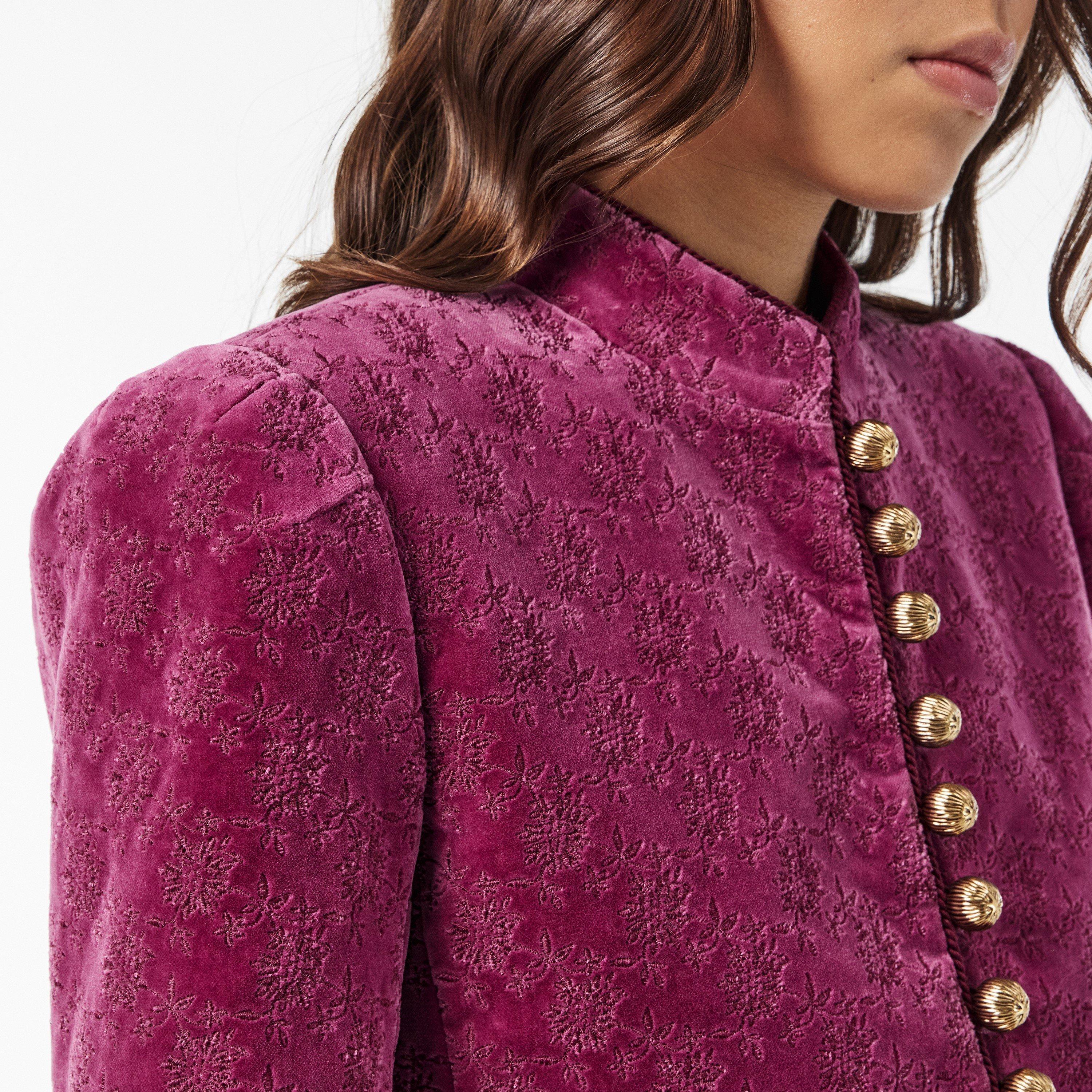 Burnt Lilac - Chloe - Women's Chlov© Cropped Velvet Long Sleeve Softshell Jacket - 5