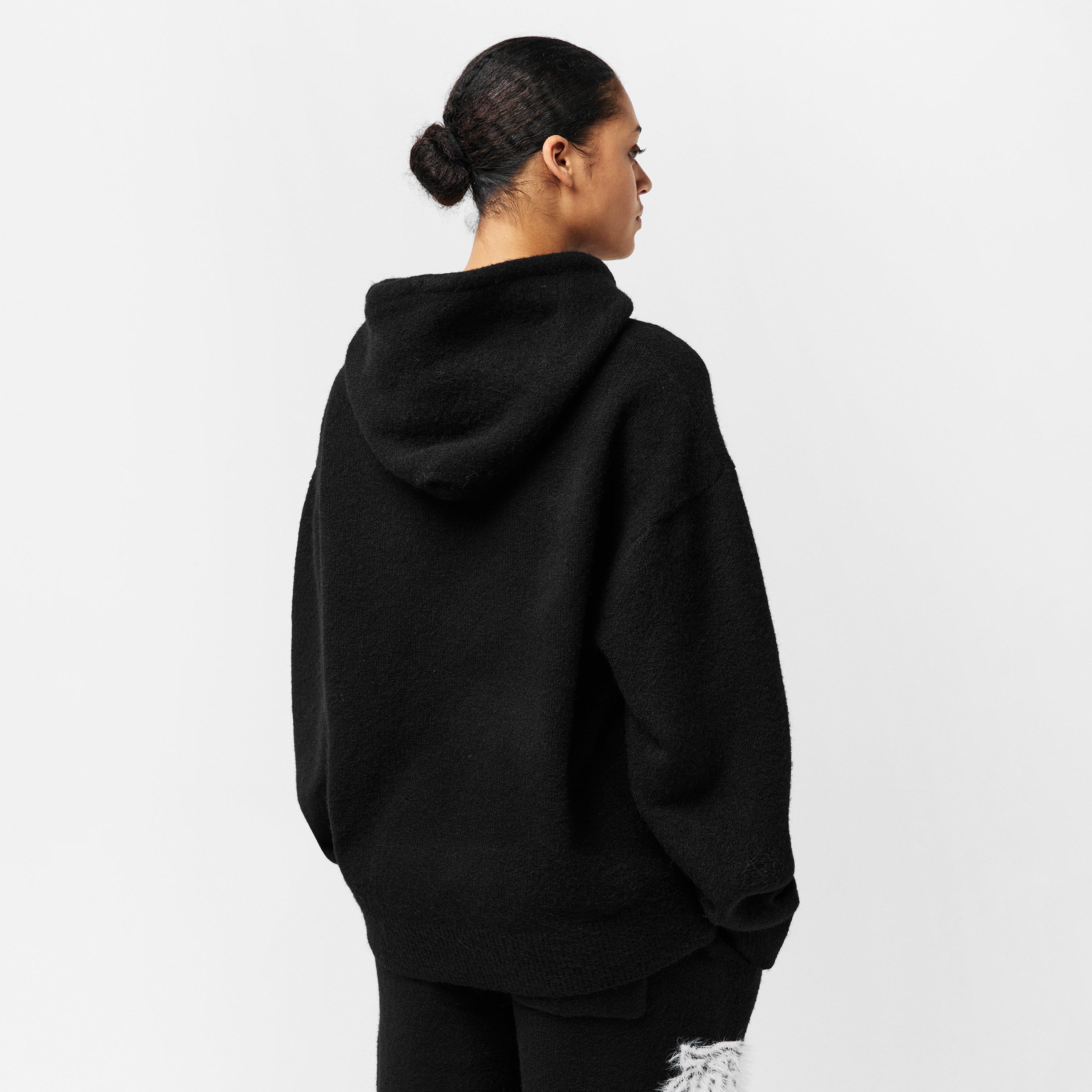 Black - The Couture Club - Women's Fluffy Knitted Hoodie - 4