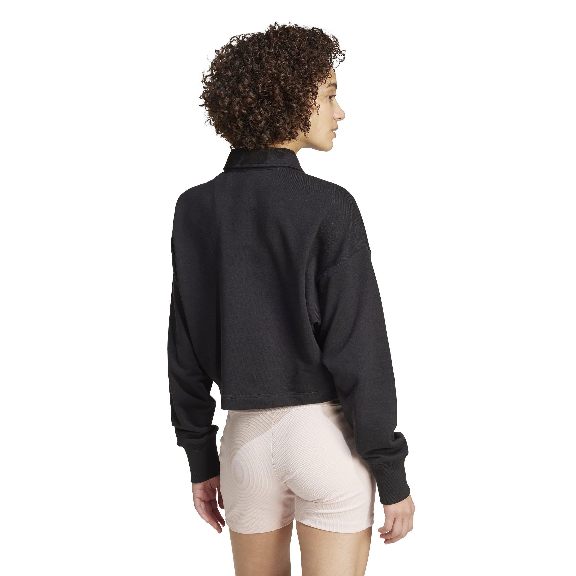 Black - adidas - ALL SZN French Terry Polo Sweatshirt Womens - 3