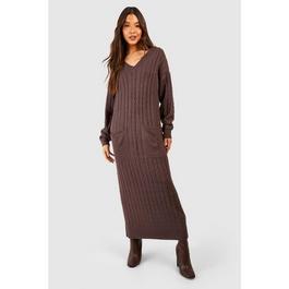 Violet Romance V-Neck Midi Knitted Jumper Dress