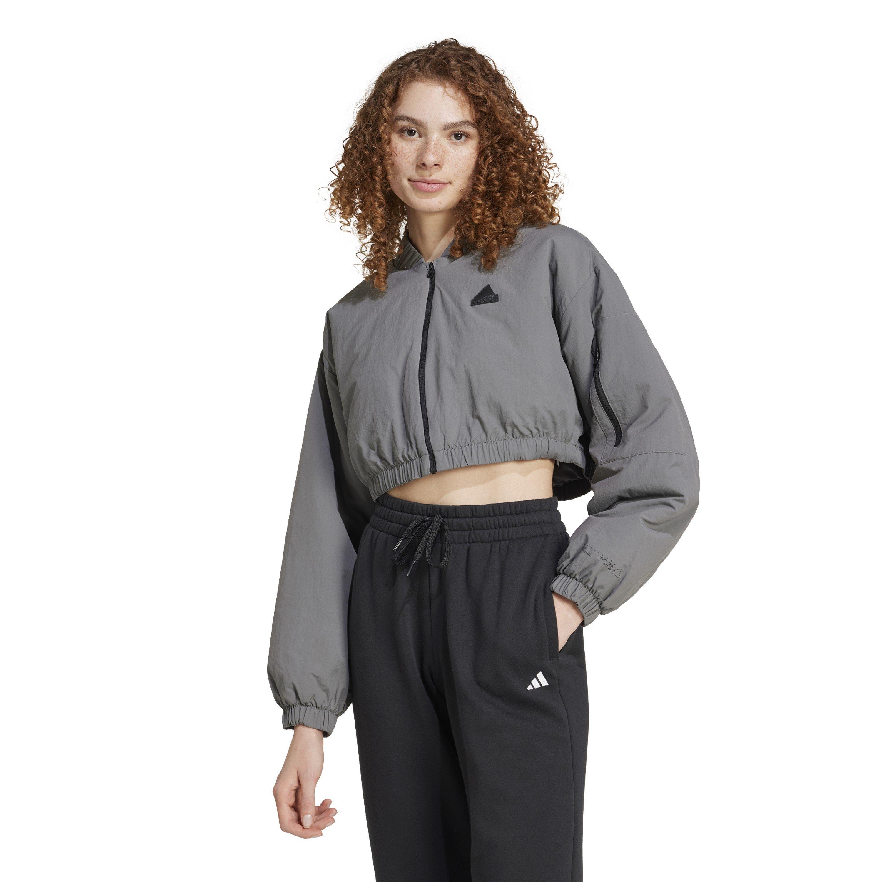 Grau Vier - adidas - Women's City Escape Padded Cropped Bomber Jacket - 2