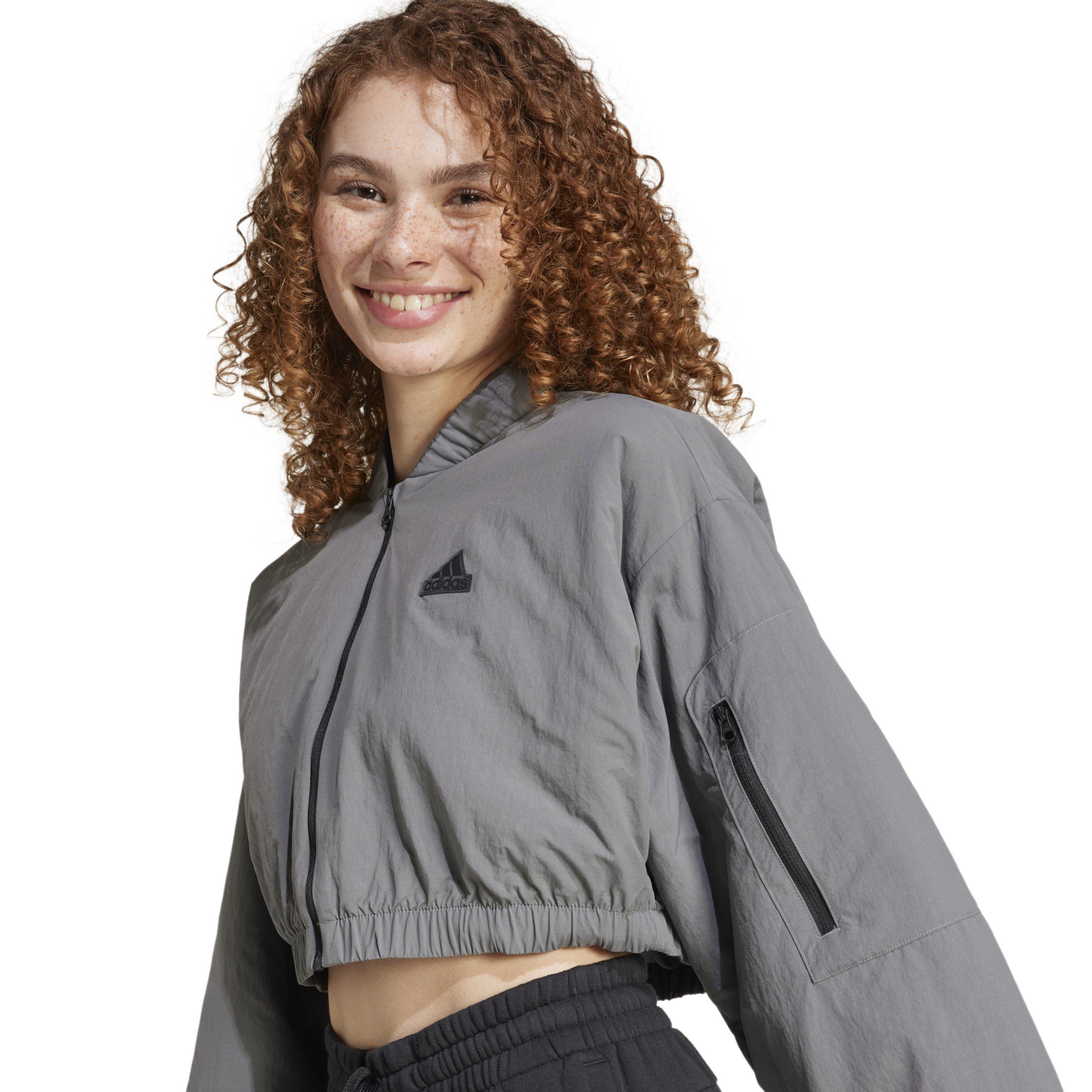 Grau Vier - adidas - Women's City Escape Padded Cropped Bomber Jacket - 4