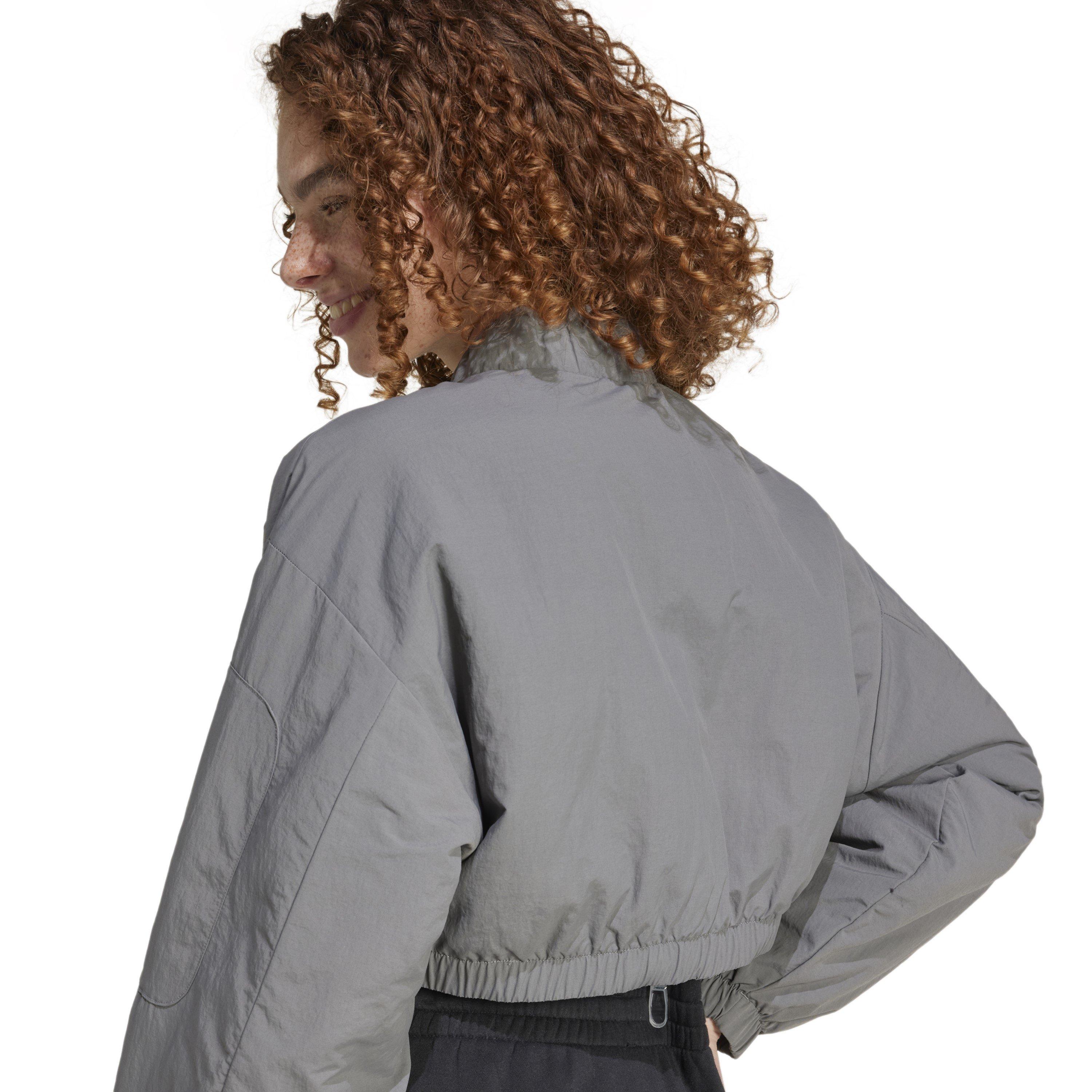 Grau Vier - adidas - Women's City Escape Padded Cropped Bomber Jacket - 5