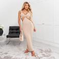 ISAWITFIRST Knot Front Cut Out Knitted Maxi Dress