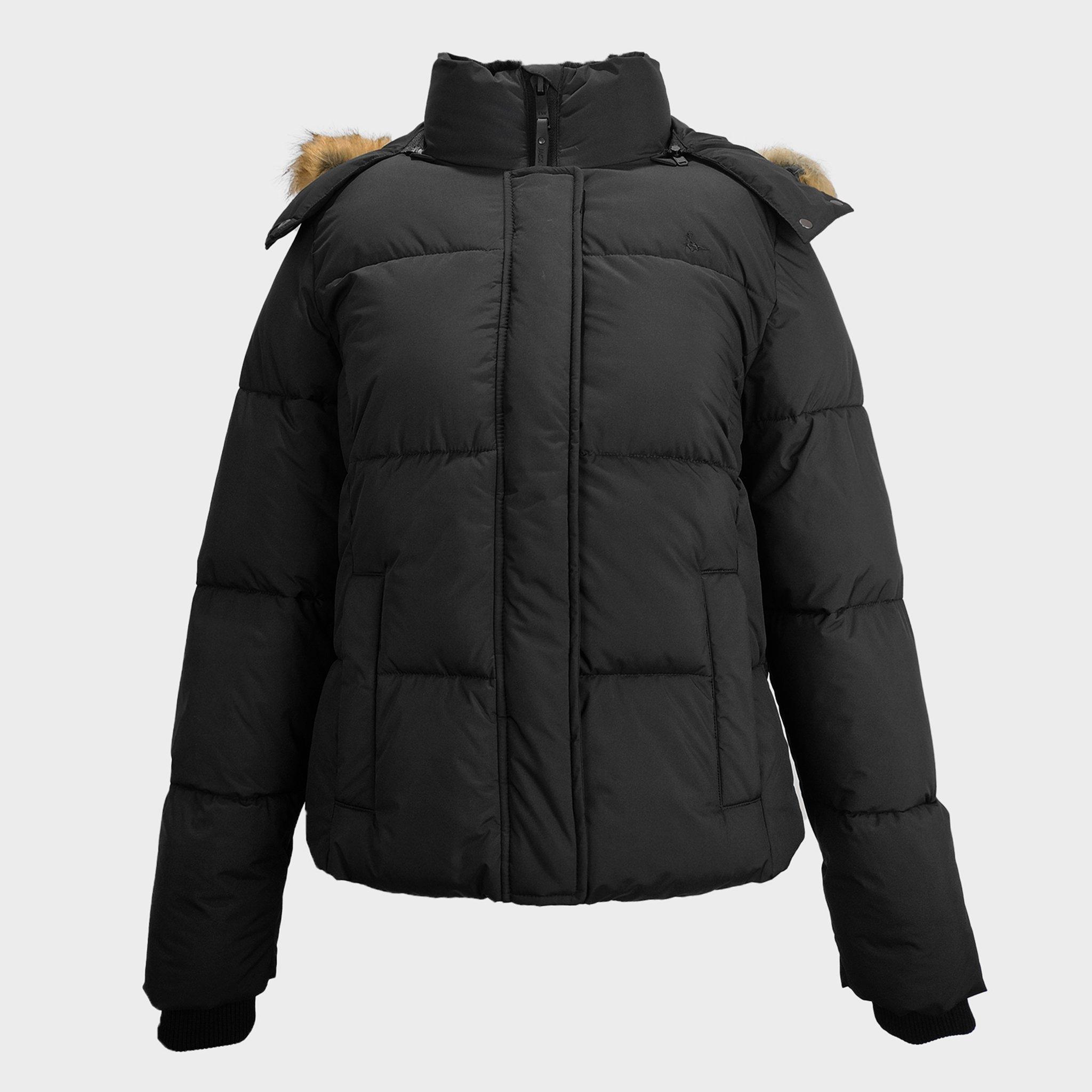 Black - Jack Wills - Women's Riley Water Resistant Detachable Hood Short Puffer Jacket - 1