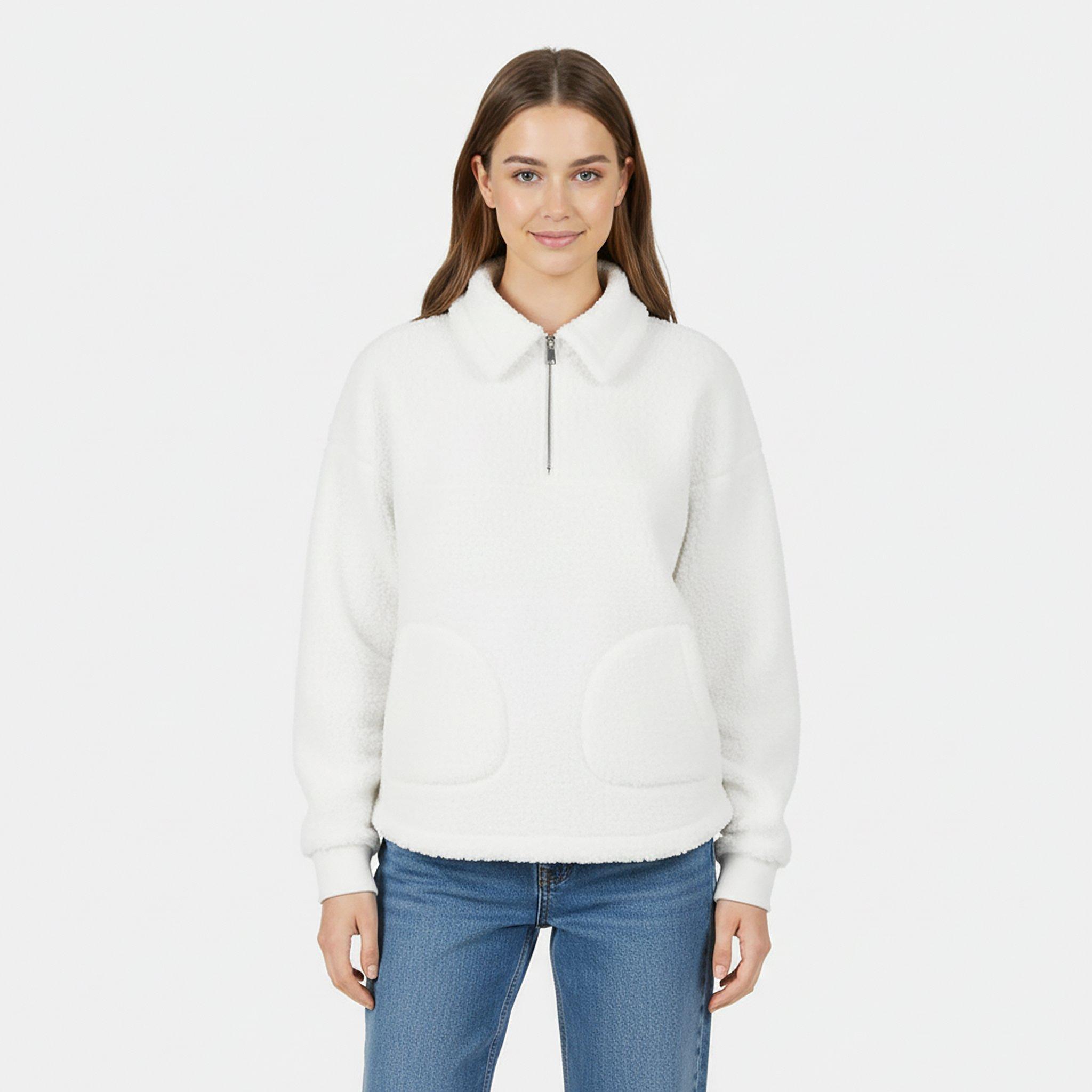 Vintage White - Jack Wills - Women's 1/4 Zip Fleece - 3