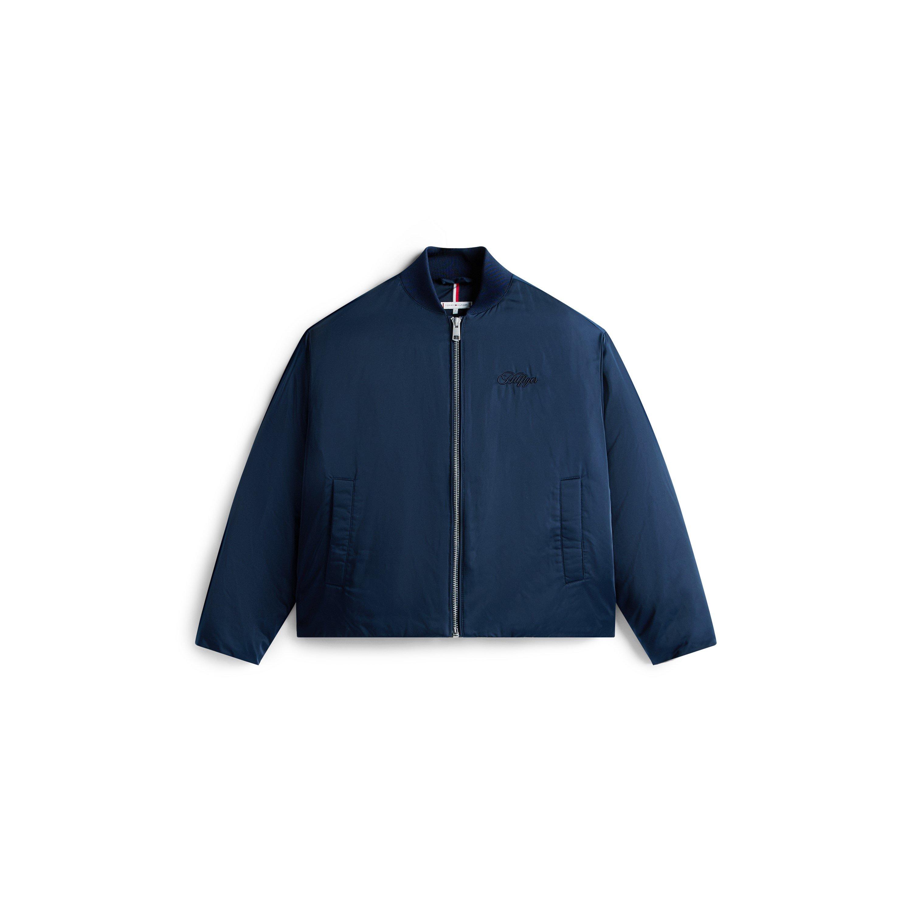 Dark Night Navy - Tommy Hilfiger - Women's Ribbed Trim Zip-Through Bomber Jacket - 1