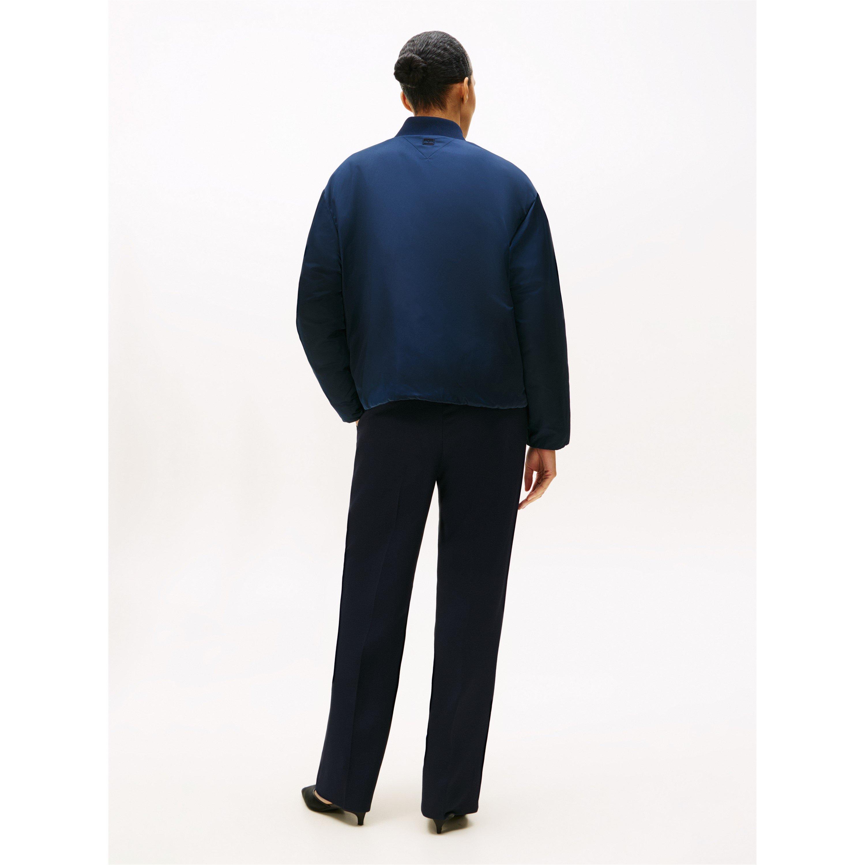 Dark Night Navy - Tommy Hilfiger - Women's Ribbed Trim Zip-Through Bomber Jacket - 3