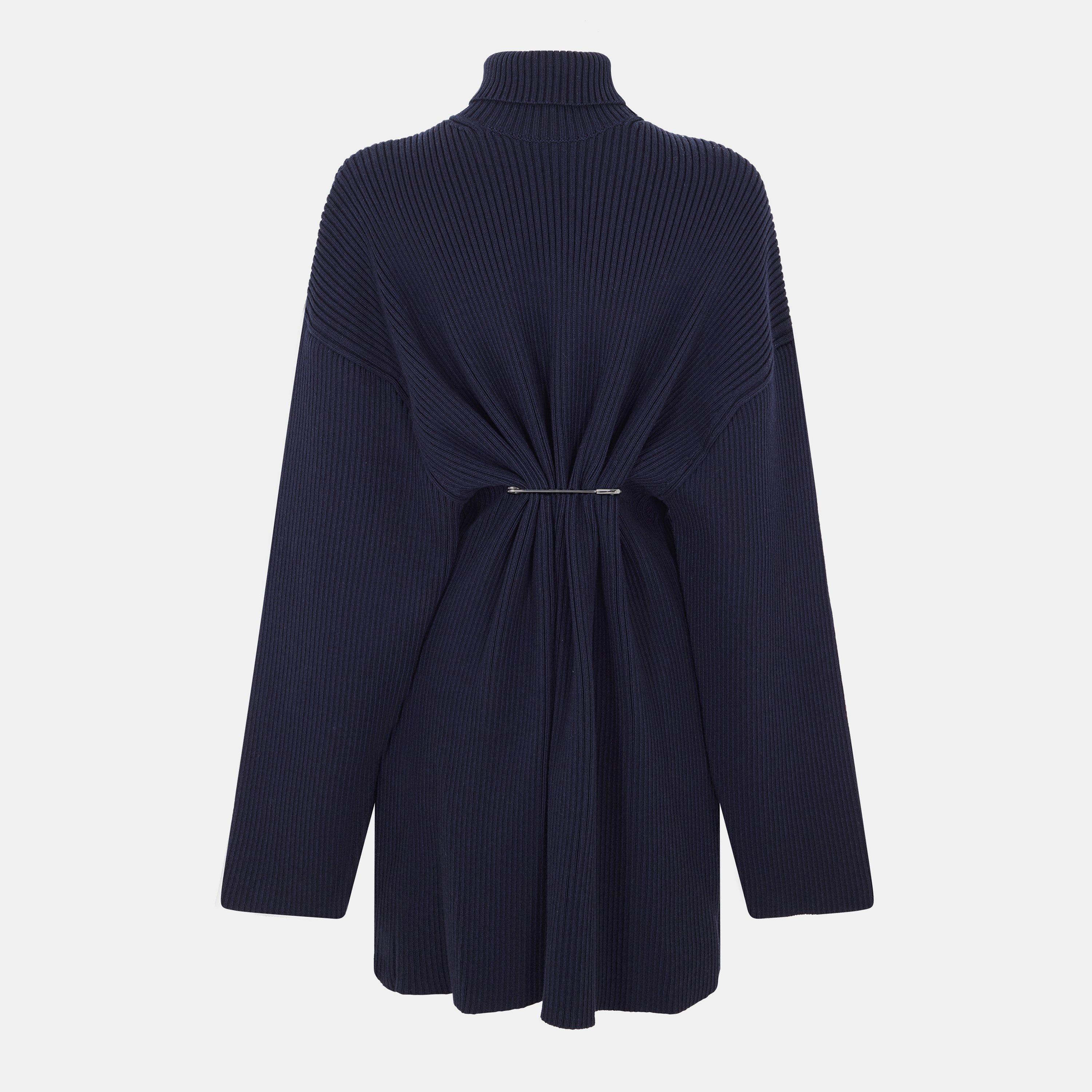 Navy - Balenciaga - Women's Bal Pinch Mini Knitted Jumper Dress - 1