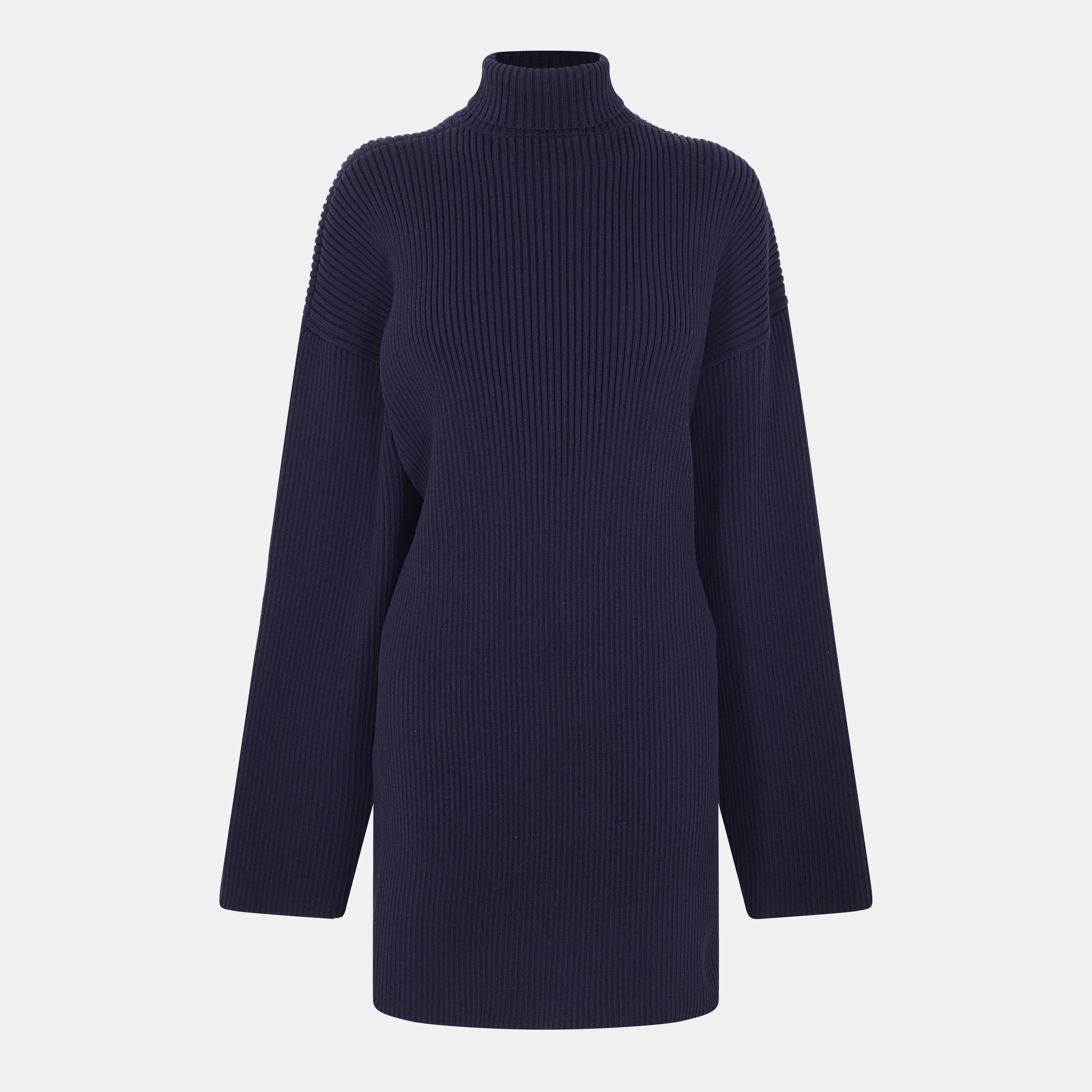 Navy - Balenciaga - Women's Bal Pinch Mini Knitted Jumper Dress - 2