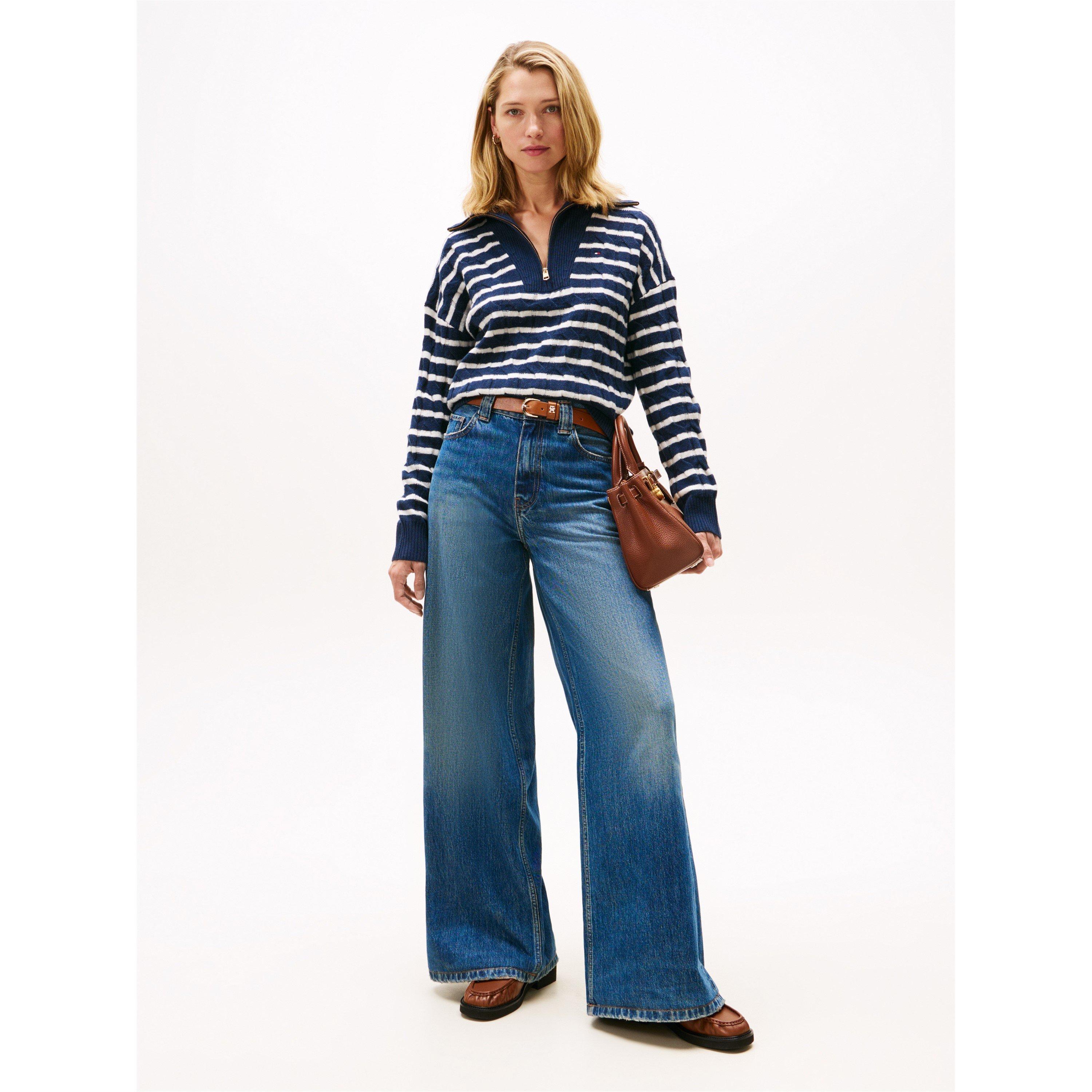 Dark Night Navy - Tommy Hilfiger - Women's quarter Zip Long-Sleeve Fleece - 3