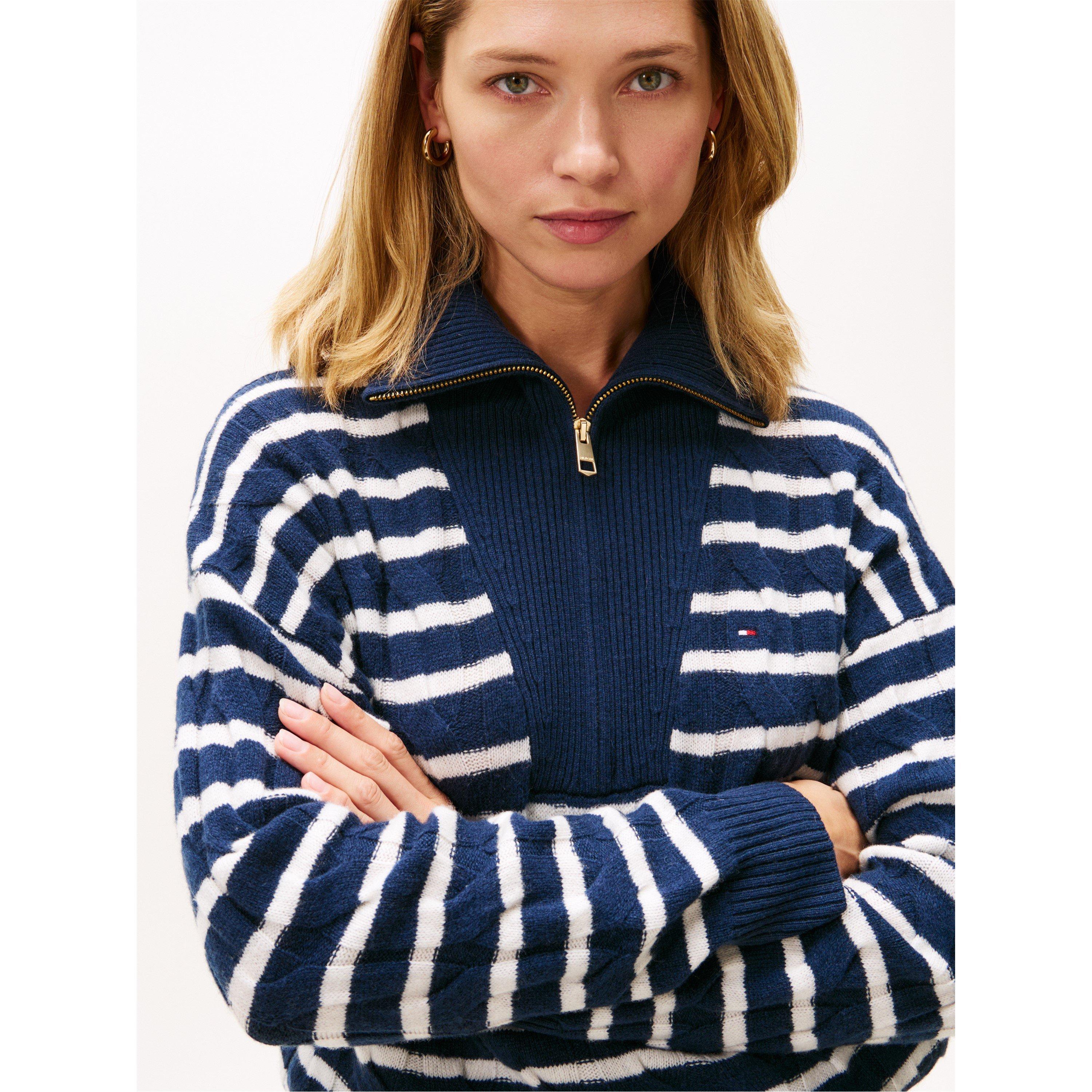 Dark Night Navy - Tommy Hilfiger - Women's quarter Zip Long-Sleeve Fleece - 5
