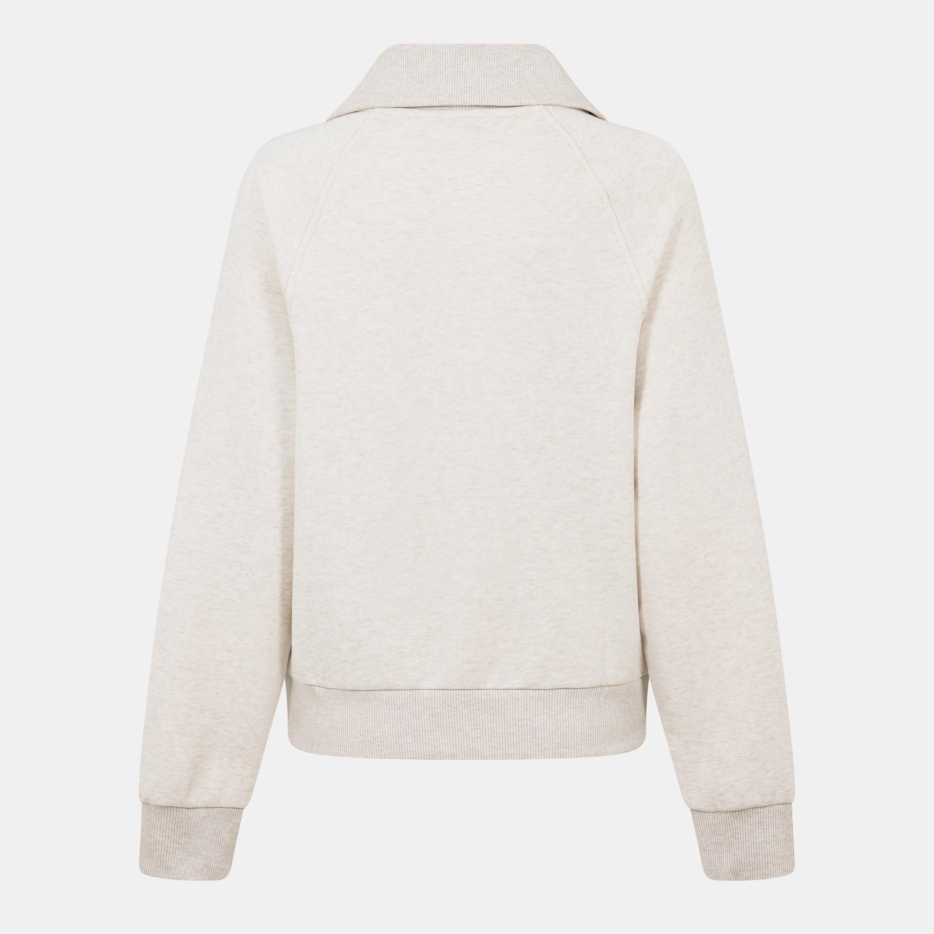 Heather Oatmilk - Tommy Hilfiger - Women's Script quarter Zip Fleece - 2