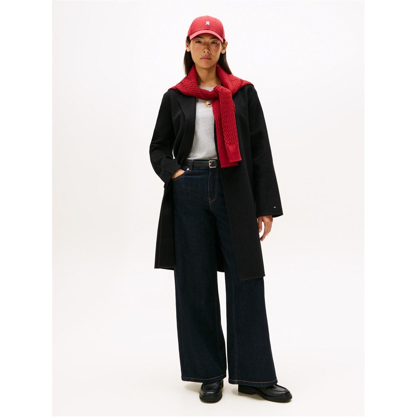 Black - Tommy Hilfiger - Women's Belted Double-Breasted Tailored Fit Overcoat - 1