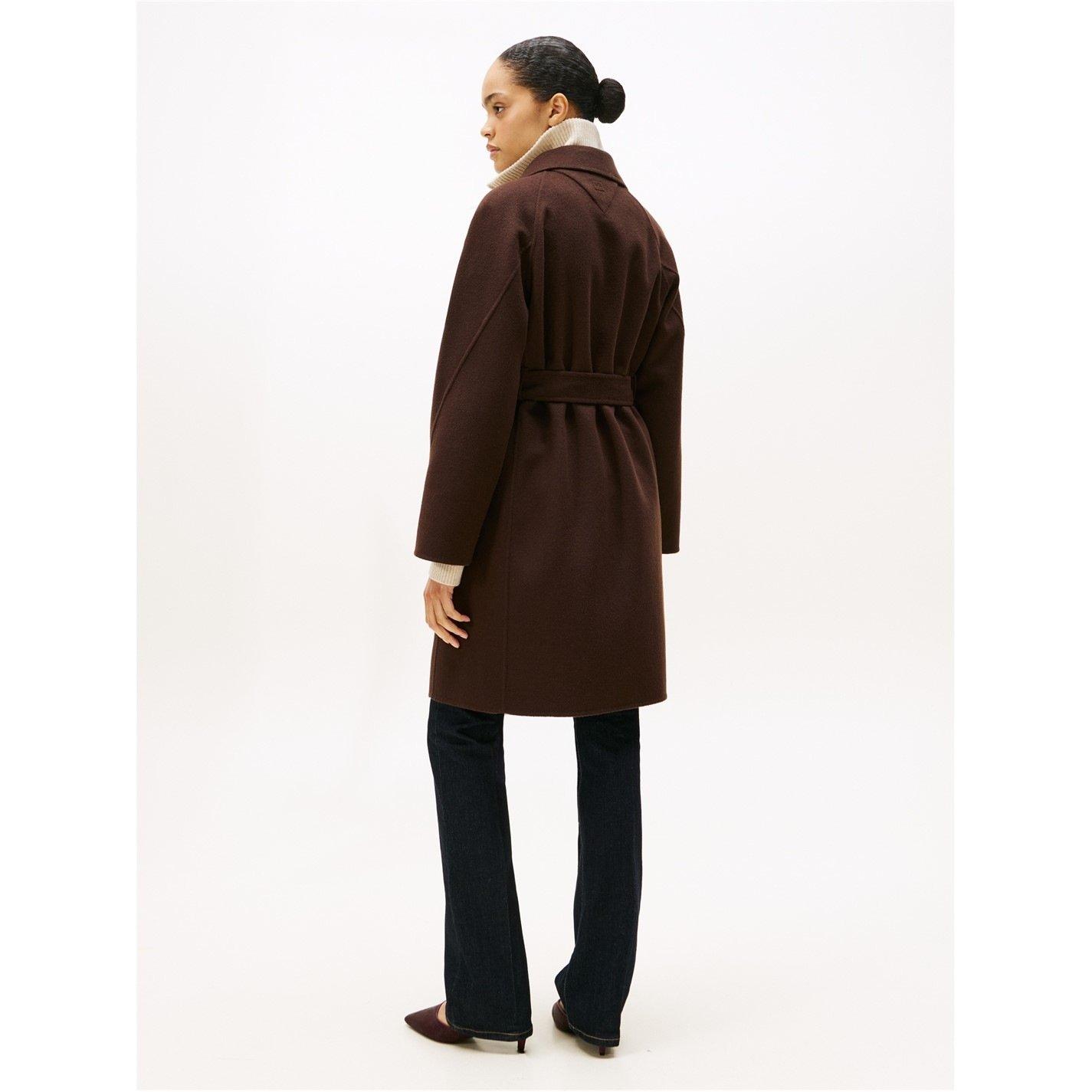 Dark Coffee - Tommy Hilfiger - Women's  Belted Double-Breasted Tailored Fit Overcoat - 2