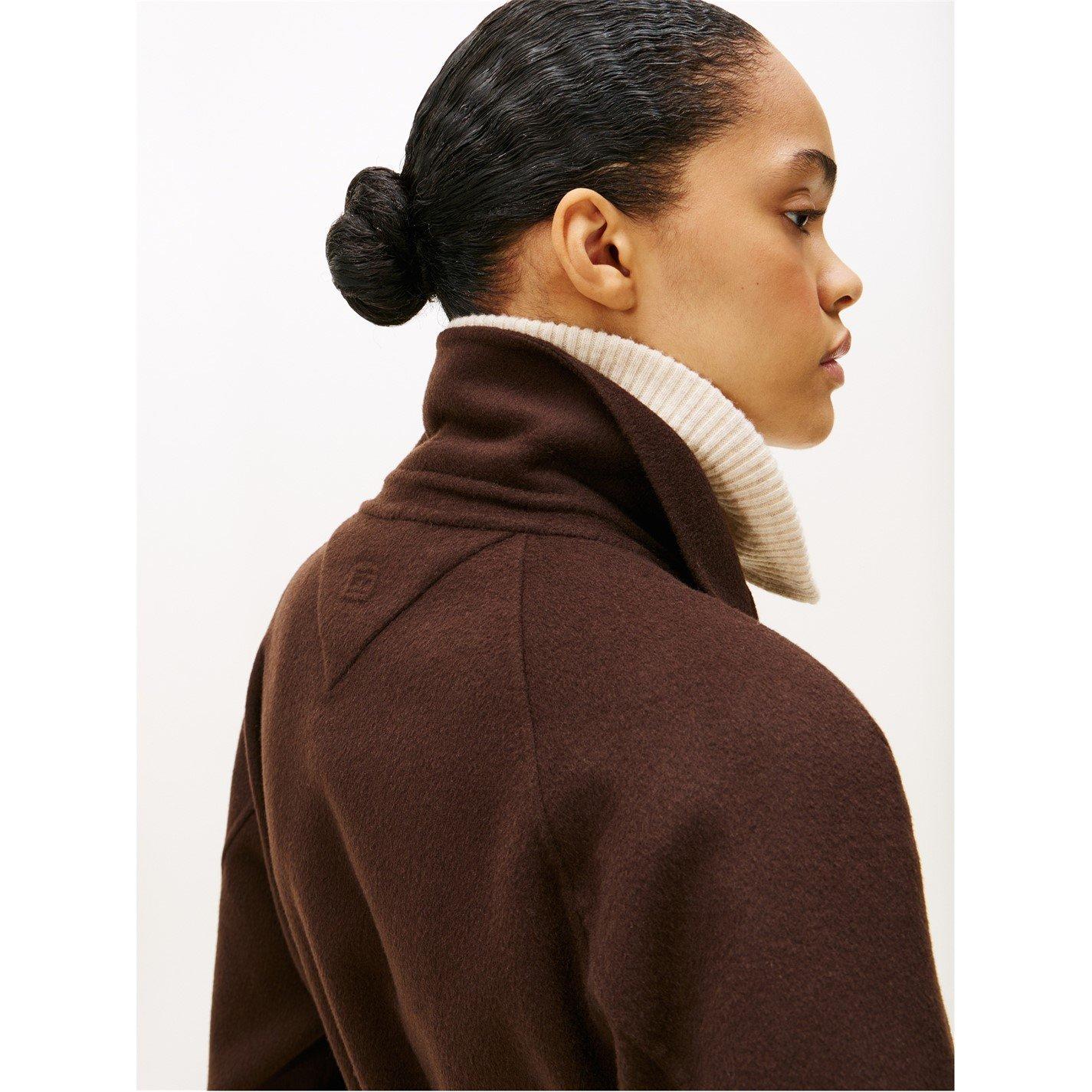 Dark Coffee - Tommy Hilfiger - Women's  Belted Double-Breasted Tailored Fit Overcoat - 4