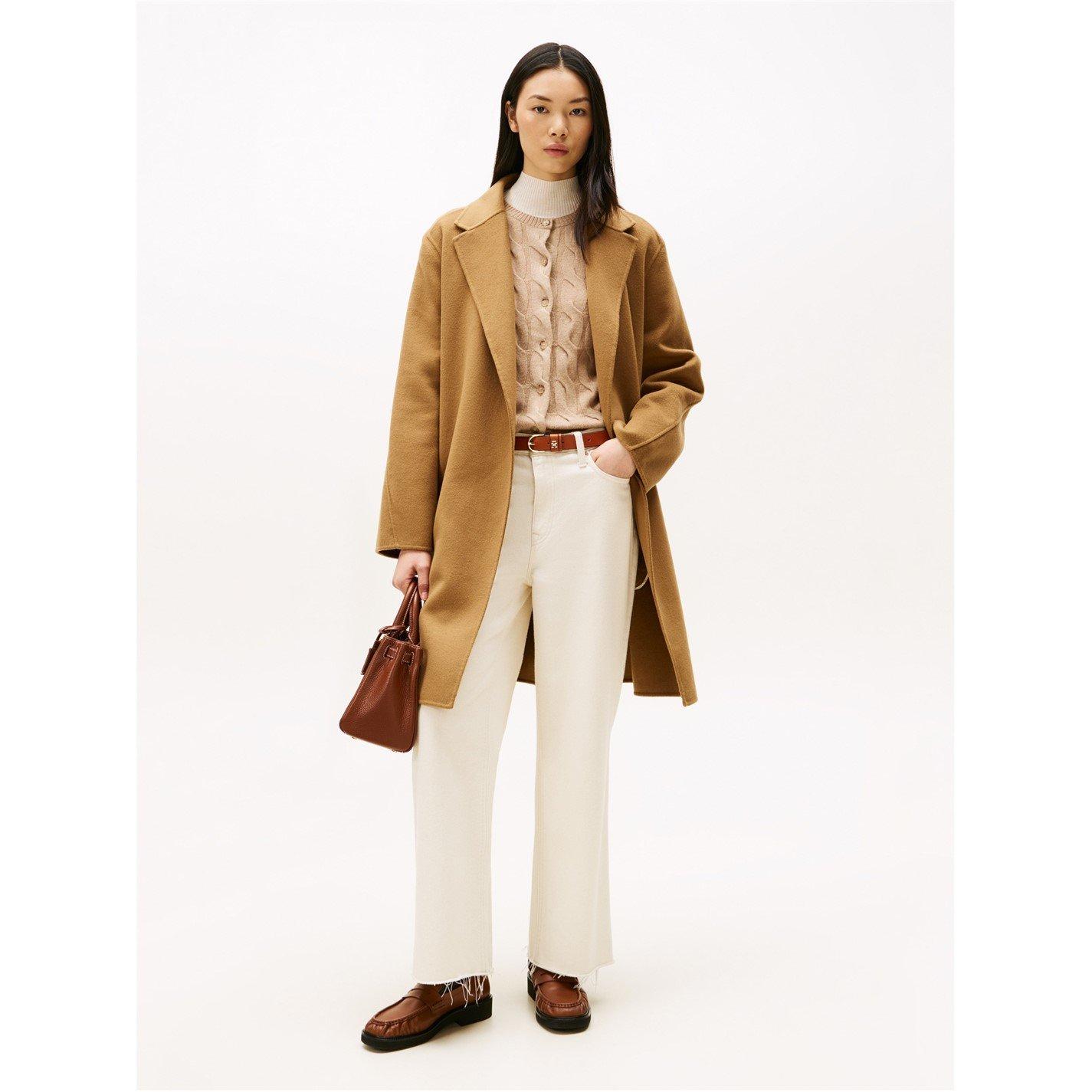 Tommy Hilfiger Women's Belted Double-Breasted Tailored Fit Overcoat - Desert Khaki - 14 (L)