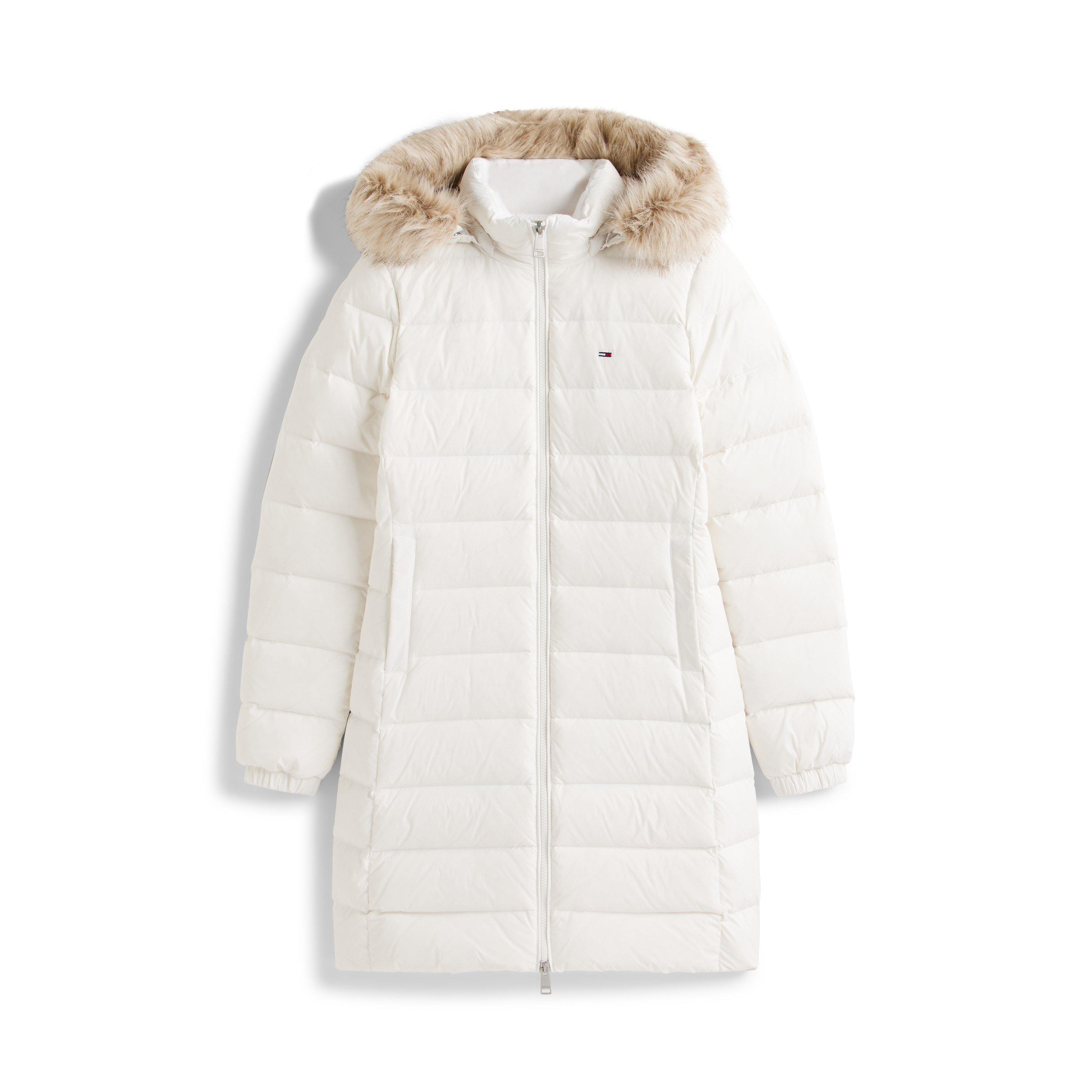 Tommy Jeans Women's Long Puffer Jacket - Ecru - 10 (S)