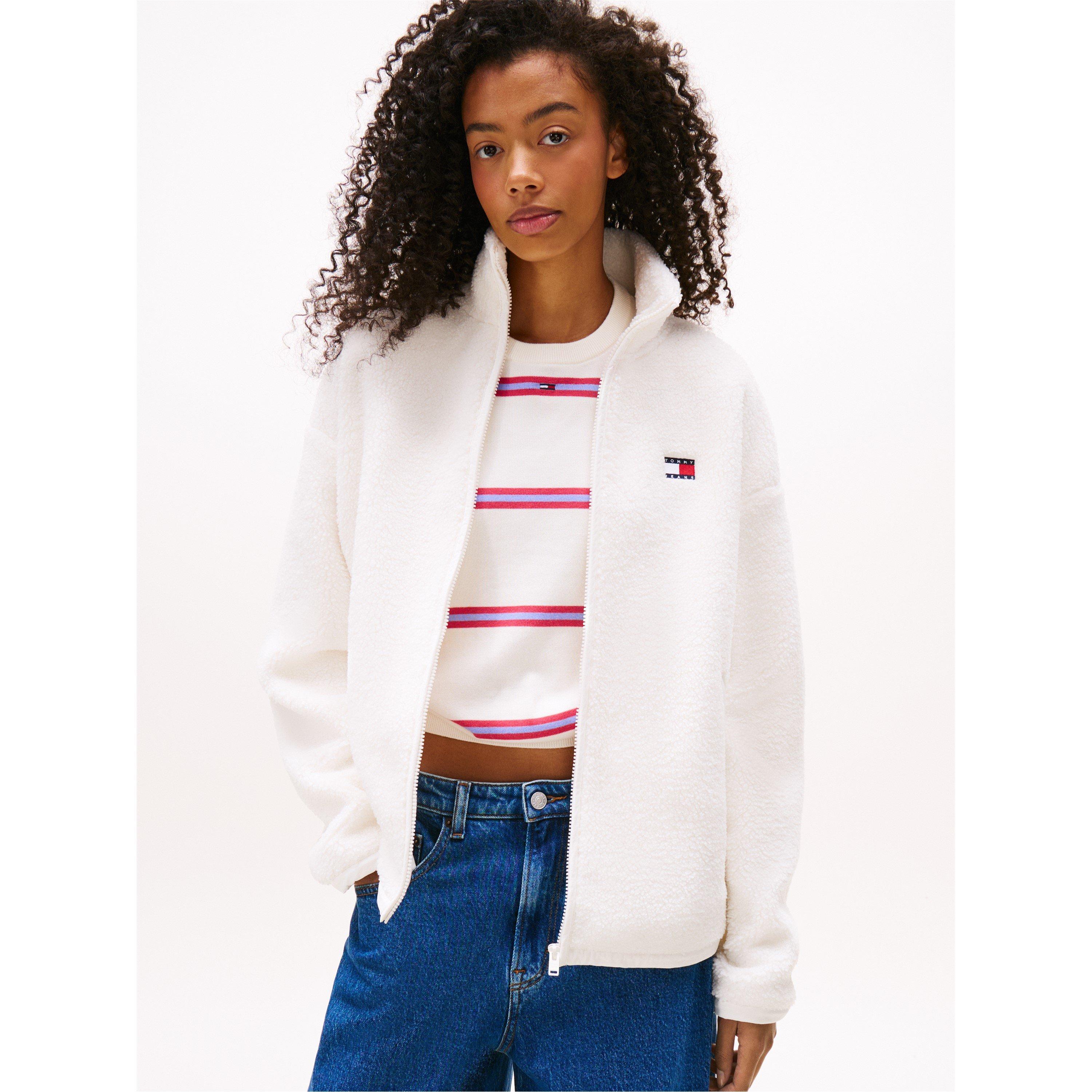 Drevno bijelo - Tommy Jeans - Women's quarter Zip Teddy Fleece - 2