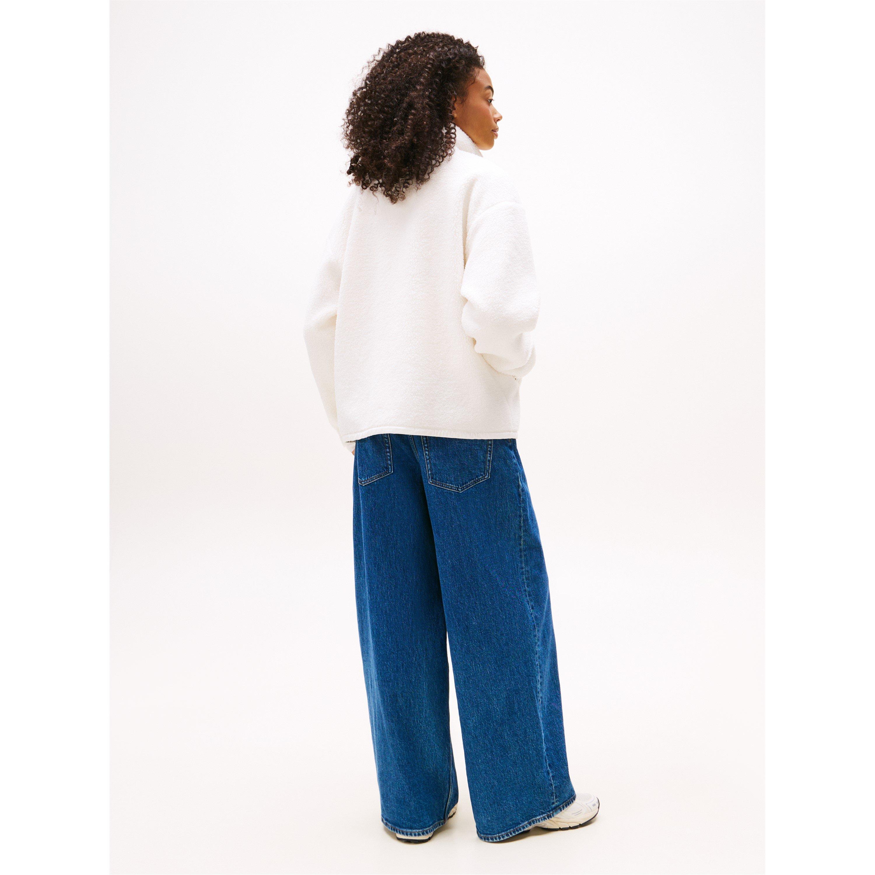 Drevno bijelo - Tommy Jeans - Women's quarter Zip Teddy Fleece - 3