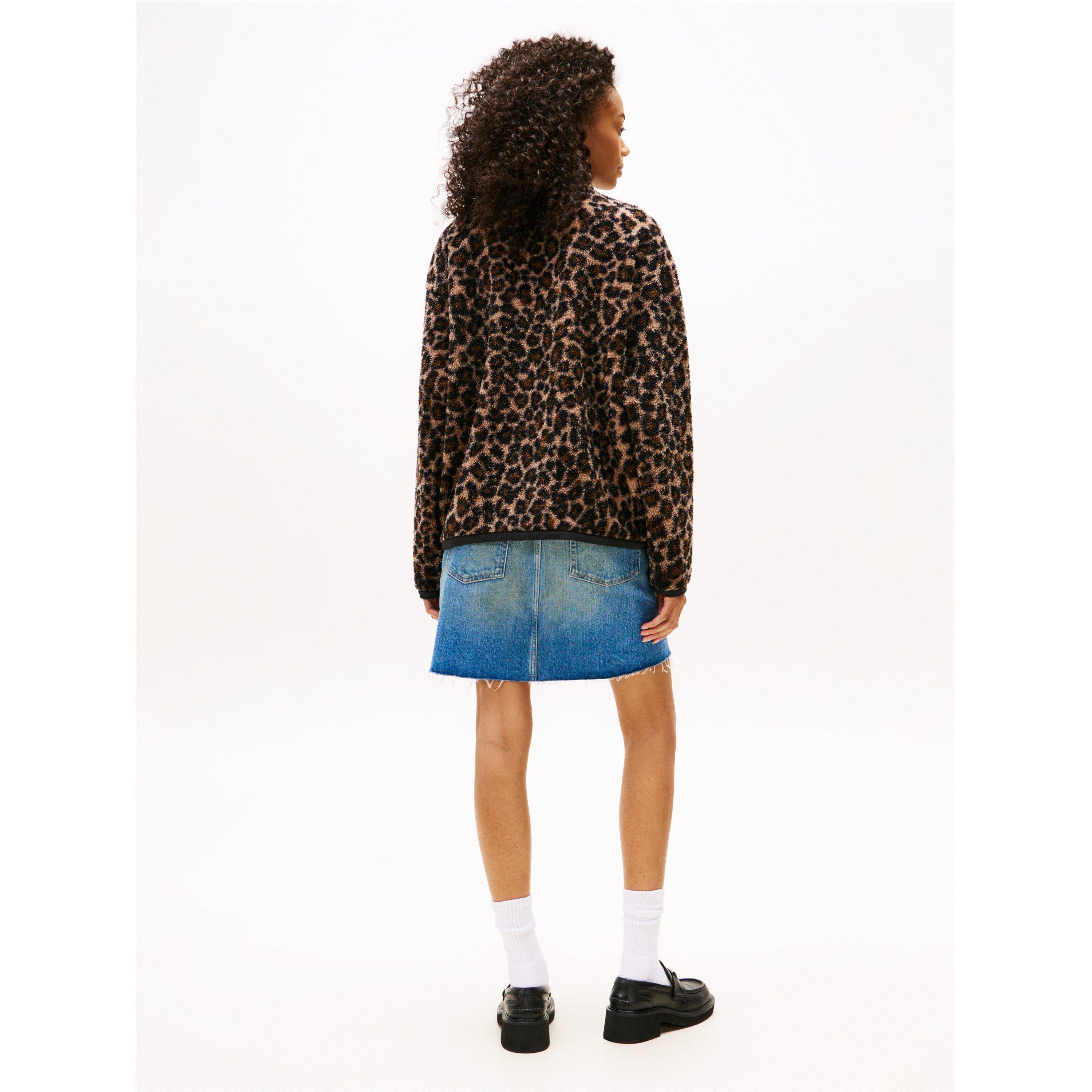 Leopard Aop - Tommy Jeans - Women's 1/4 Zip Teddy Fleece - 4