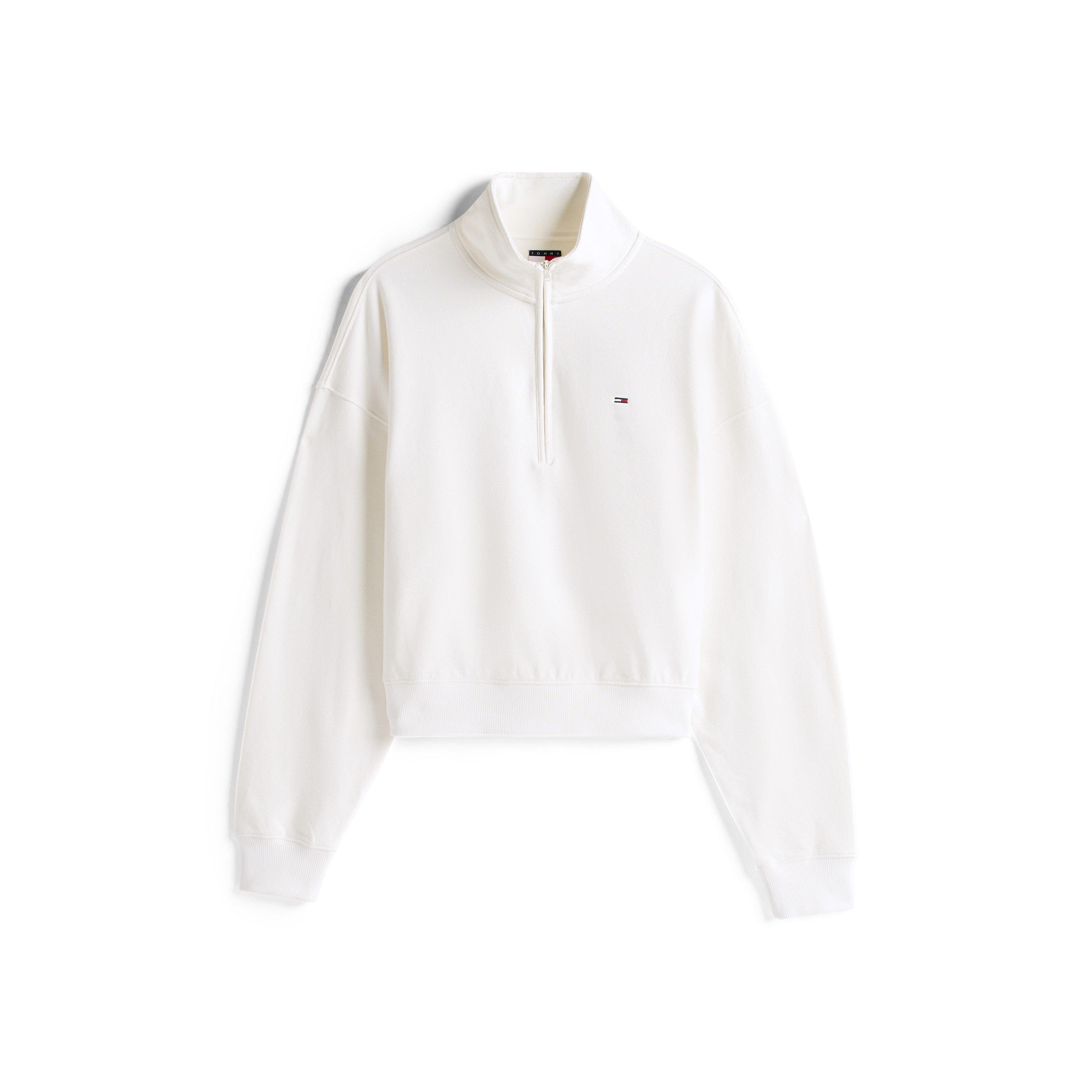 Tommy Jeans Women's Tj Flag Quarter-Zip Fleece - Ecru - 16 (XL)