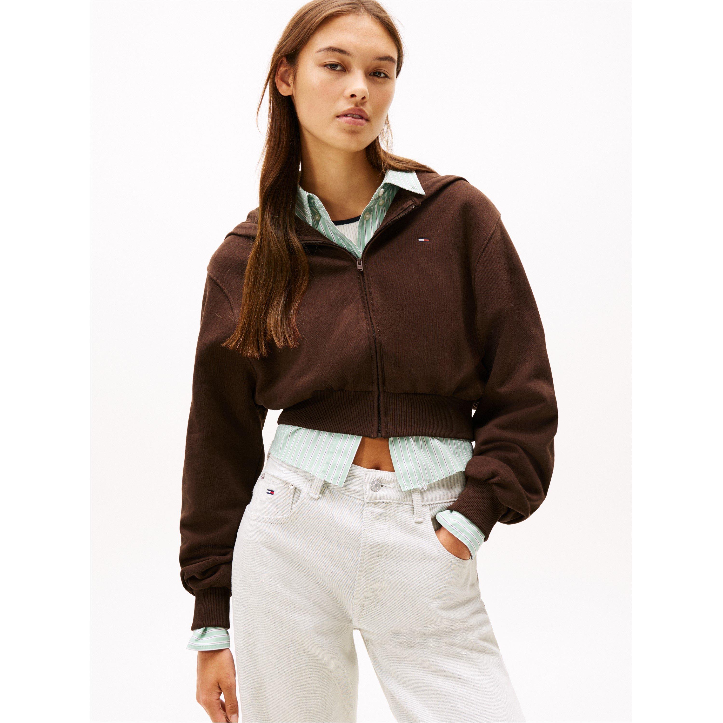 Rich Brown - Tommy Jeans - Women's TJ Flag Full-Zip Cropped Hoodie - 2