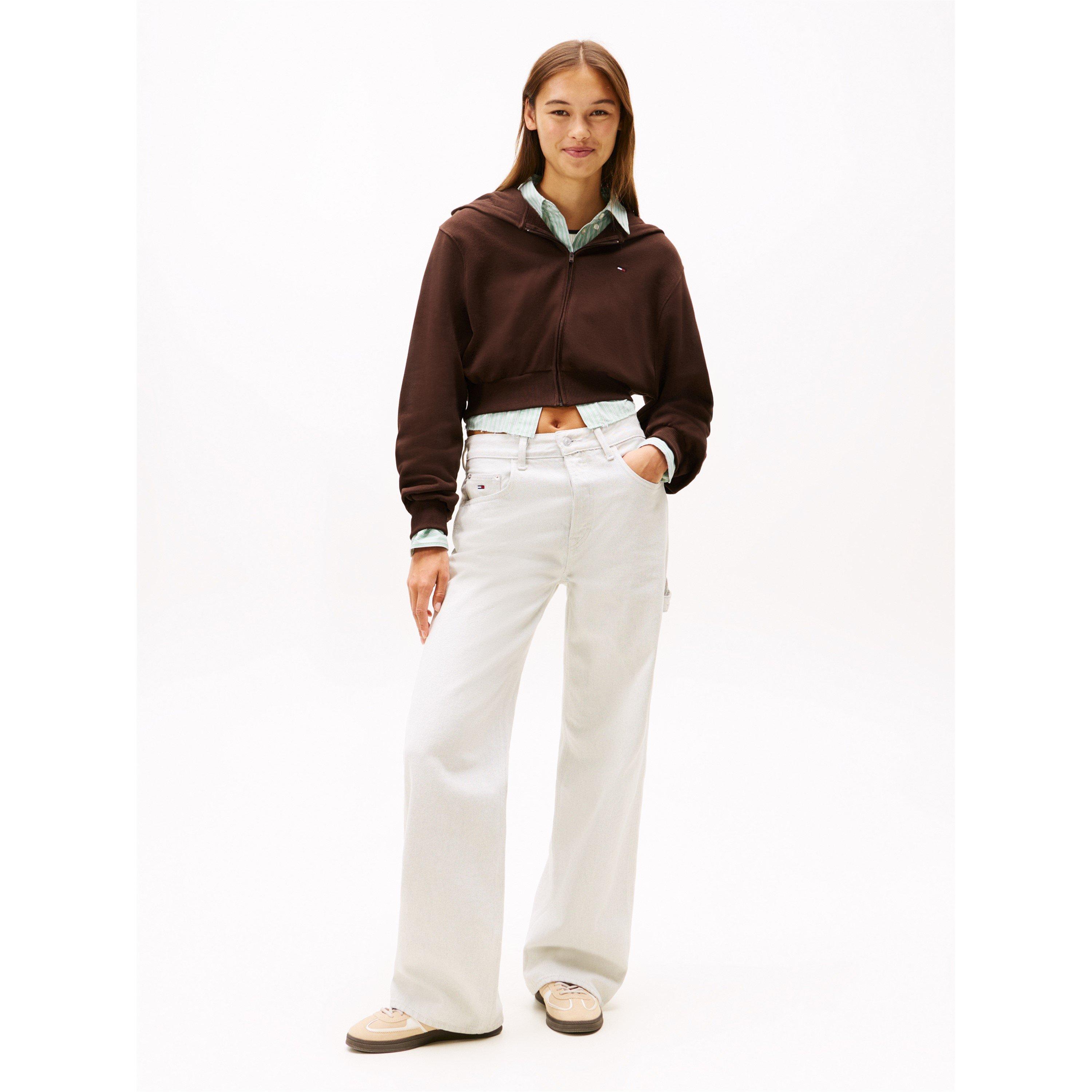 Rich Brown - Tommy Jeans - Women's TJ Flag Full-Zip Cropped Hoodie - 3