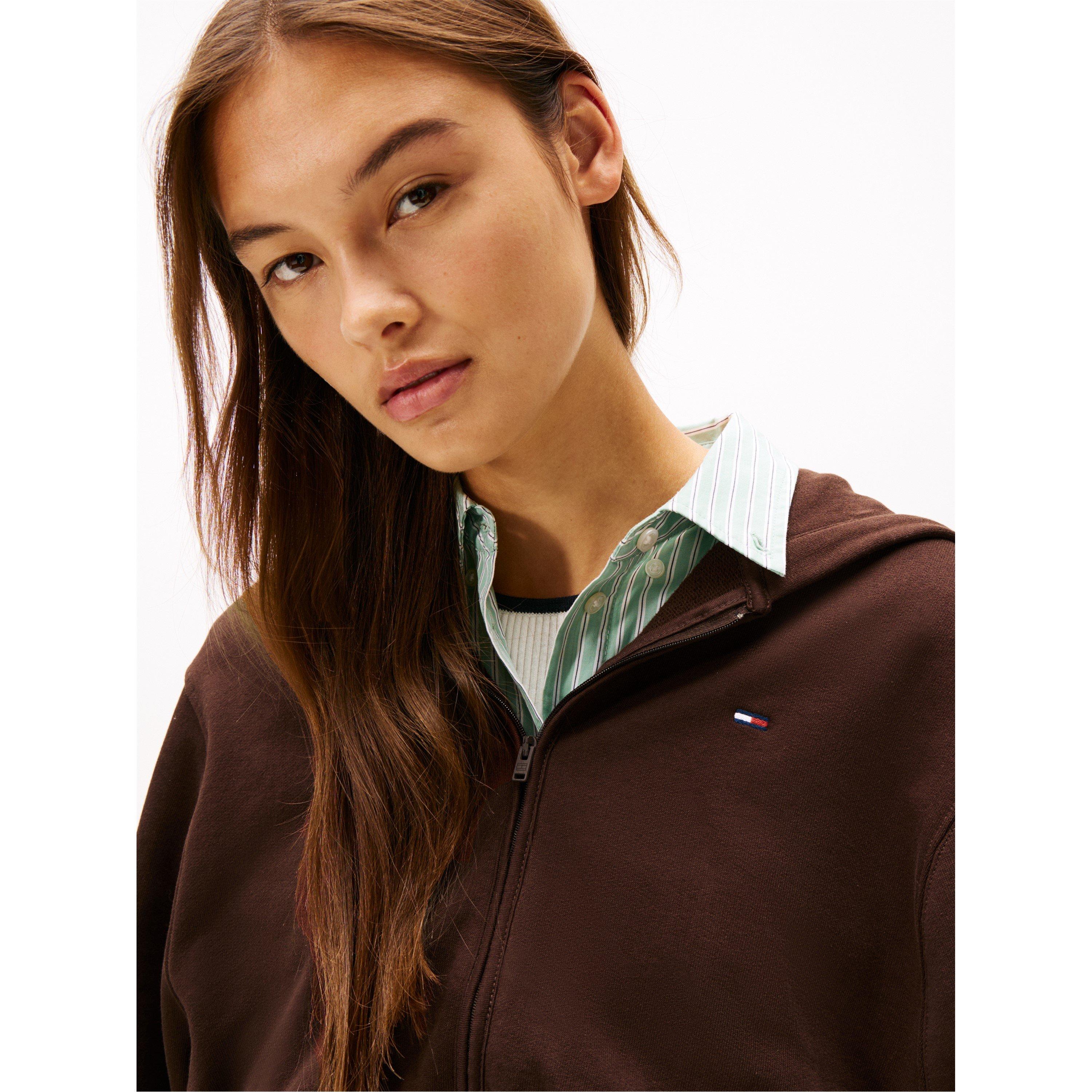 Rich Brown - Tommy Jeans - Women's TJ Flag Full-Zip Cropped Hoodie - 5