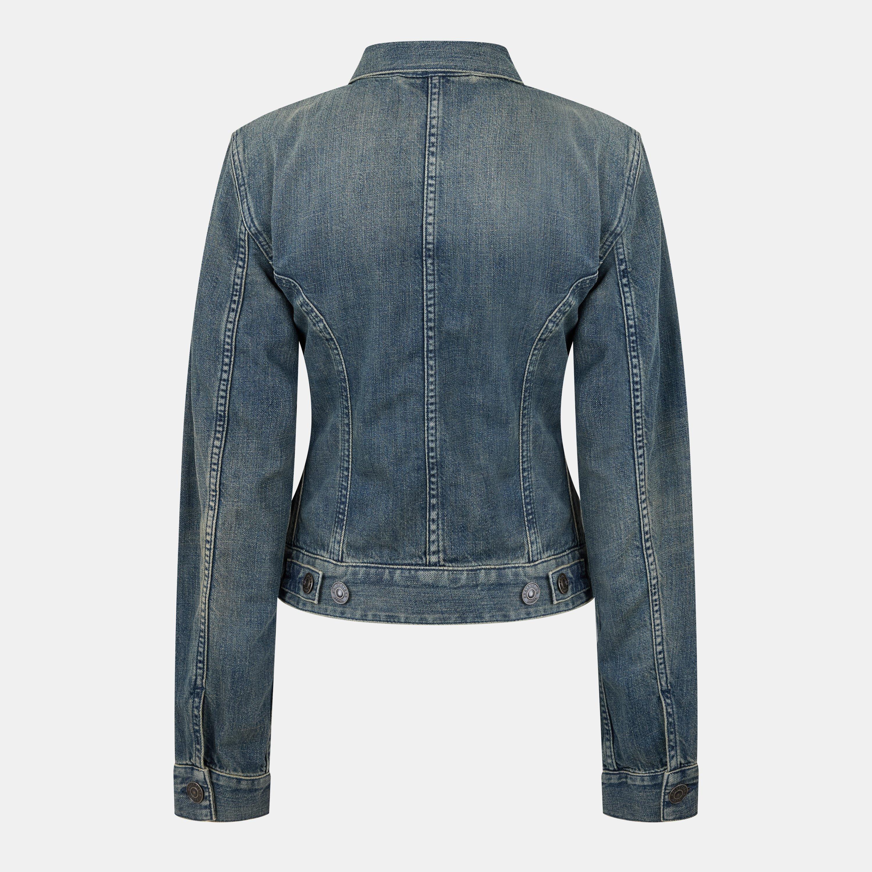 Navy/Green - Balenciaga - Women's Corseted Denim Jacket - 2